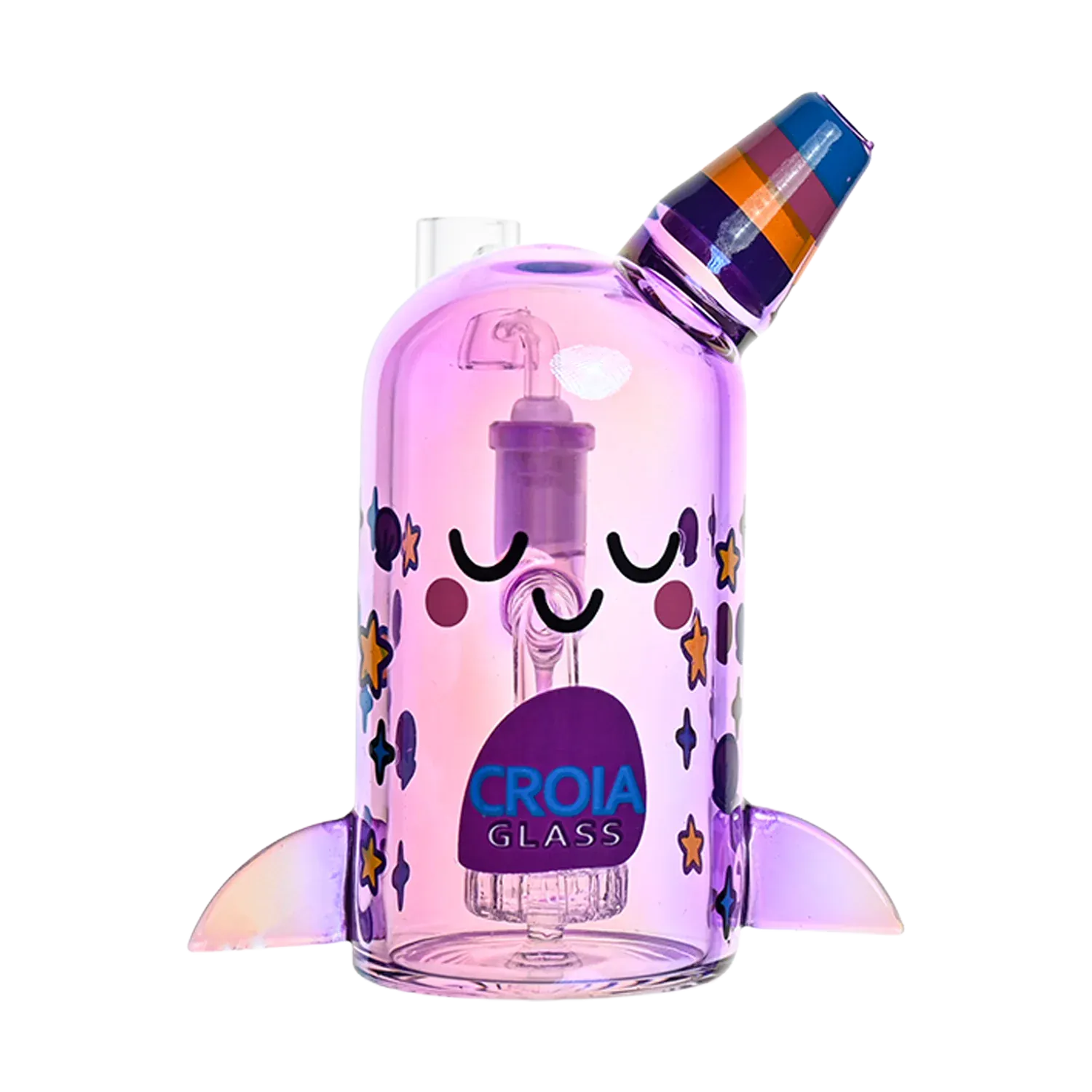 Croia Glass Cute Narwhal Dab Rig – Mini Showerhead Perc Rig | Croia Glass