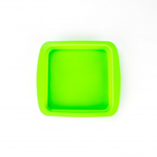Bright green silicone concentrate container.