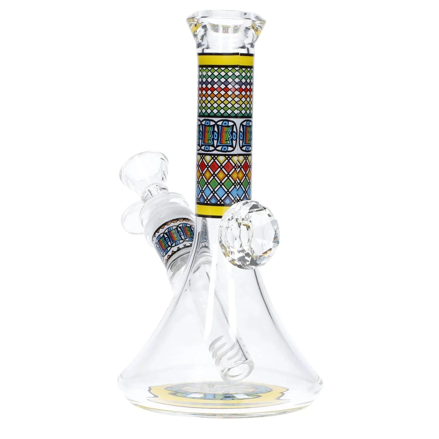 Daily High Club Bong Diamond Beaker w/ Colourful Tube - 7 in.