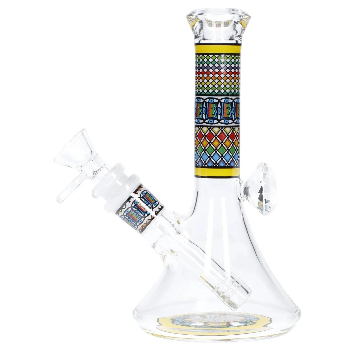Daily High Club Bong Diamond Beaker w/ Colourful Tube - 7 in.