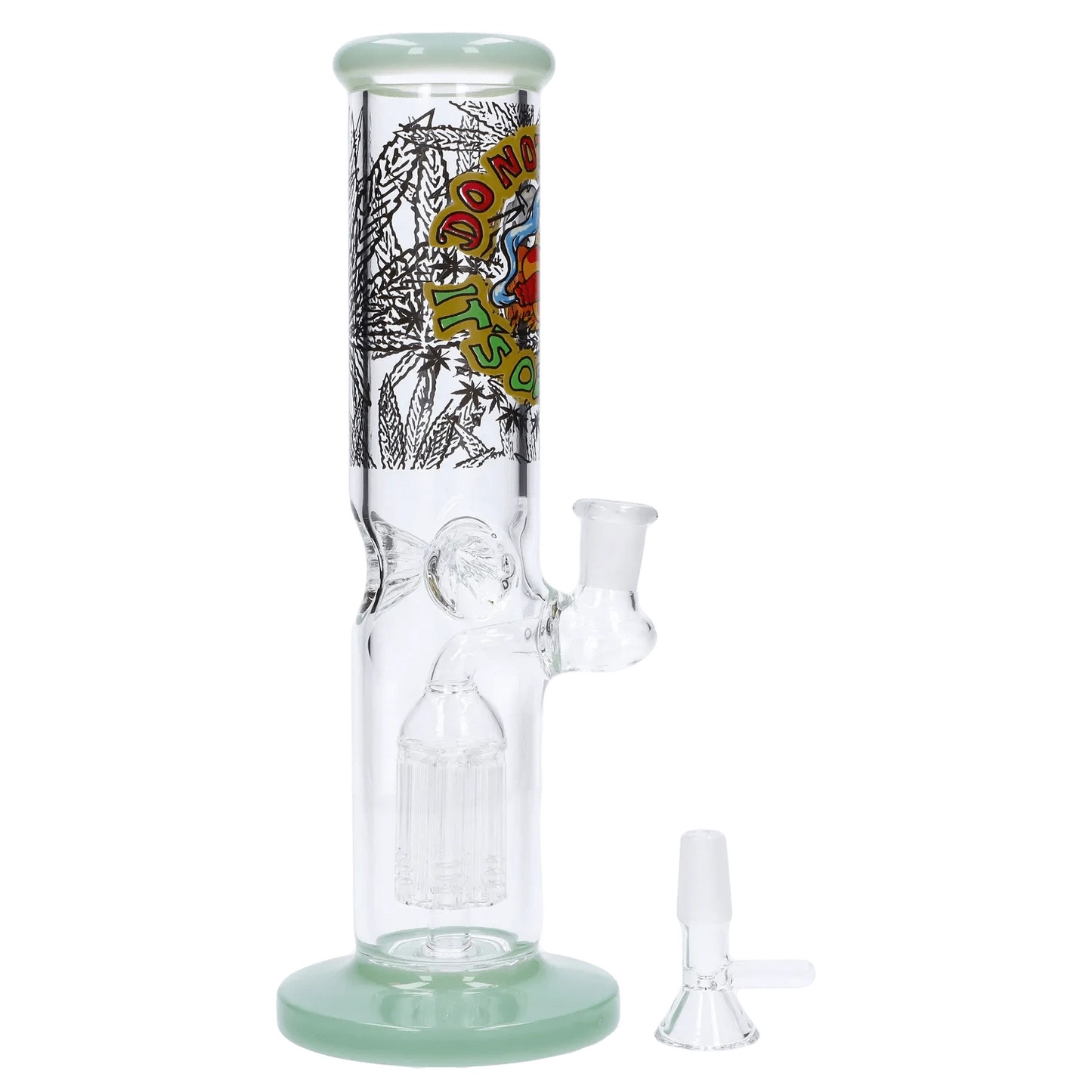Daily High Club Bong Do Not Panic Straight Tube with Tree Perc - 10 in