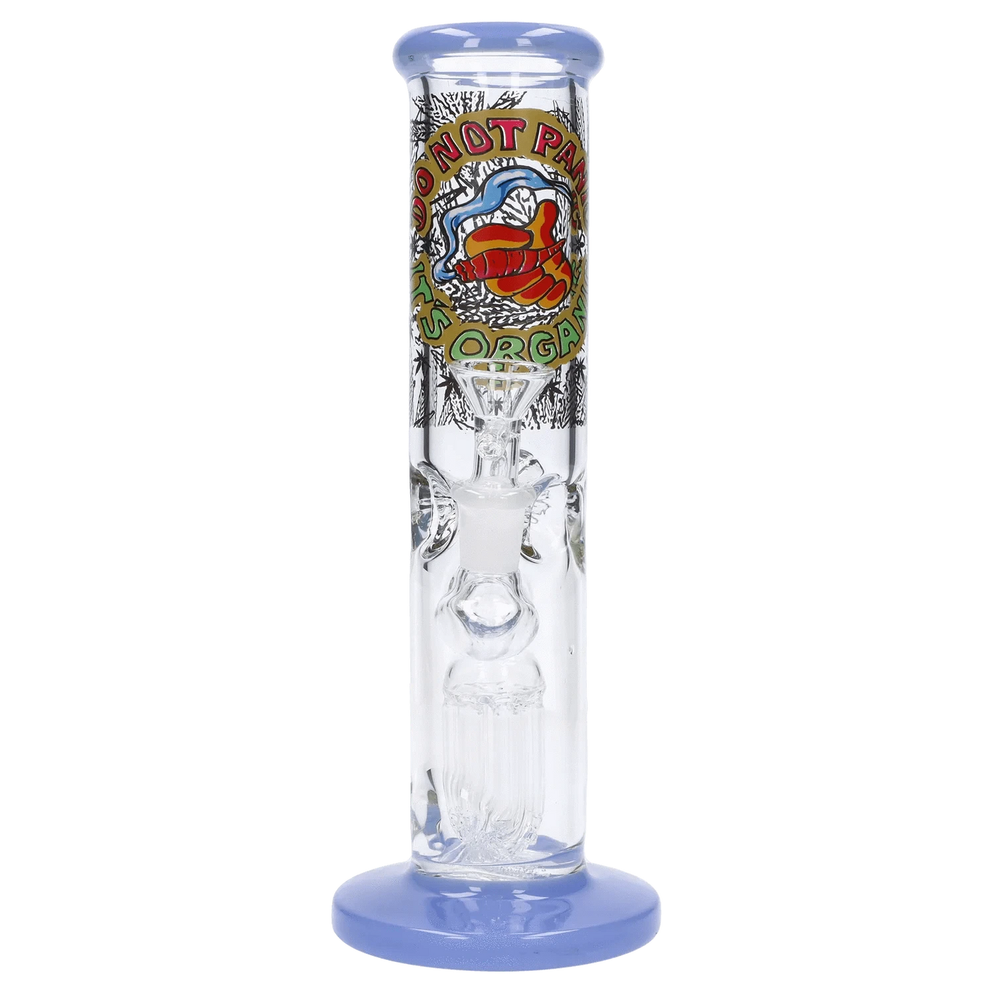 Daily High Club Bong milky blue Do Not Panic Straight Tube with Tree Perc - 10 in