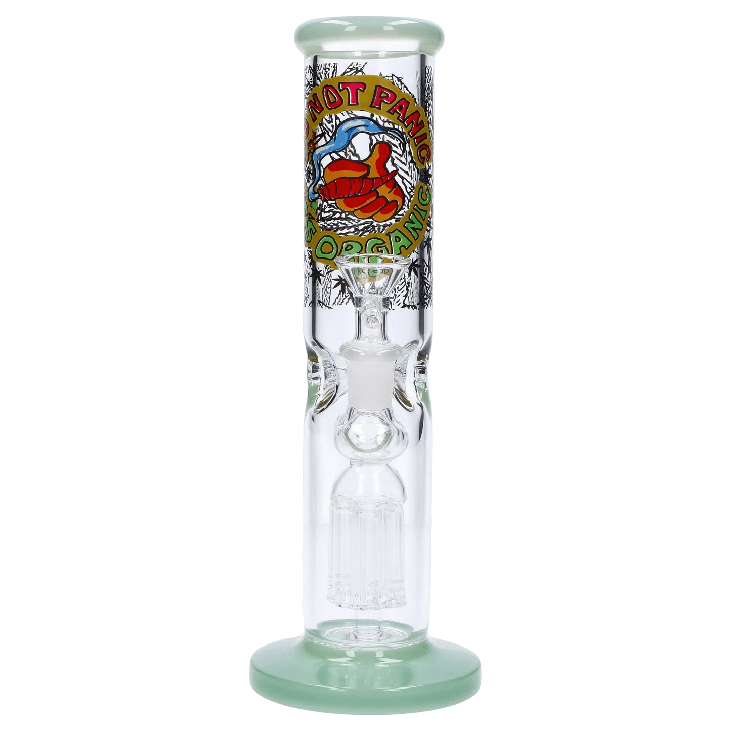 Daily High Club Bong milky green Do Not Panic Straight Tube with Tree Perc - 10 in