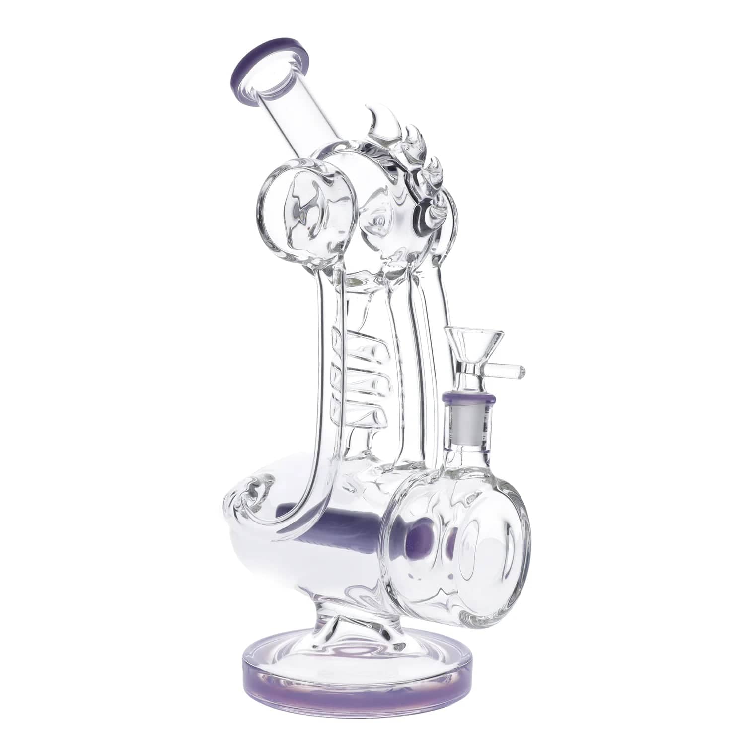 Front view of the Spiky Recycler Coil Bong, showcasing its textured glass and coiled design against a plain white backdrop.