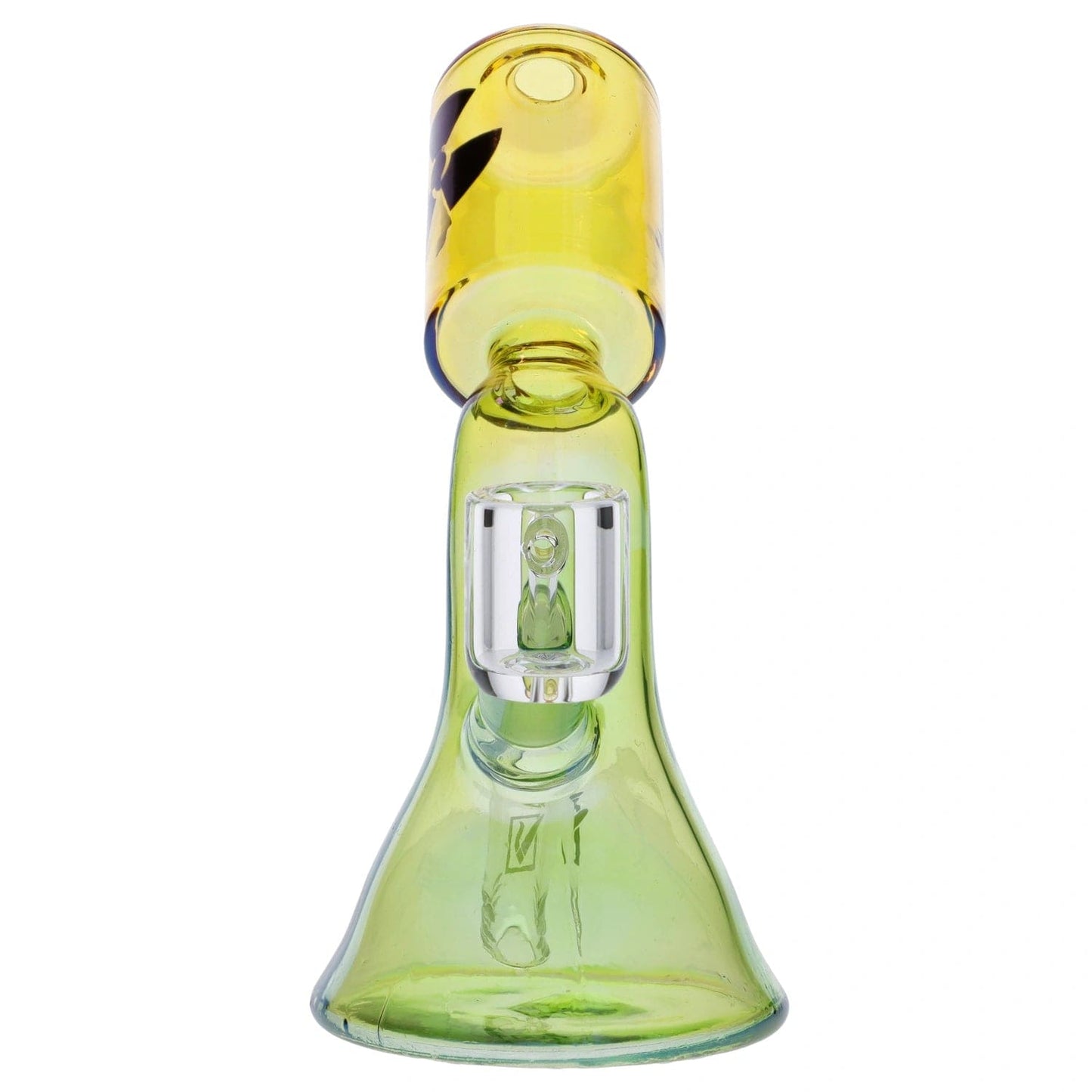 Front view of The El Primo, a clear glass bong with a classic beaker shape and simple design.