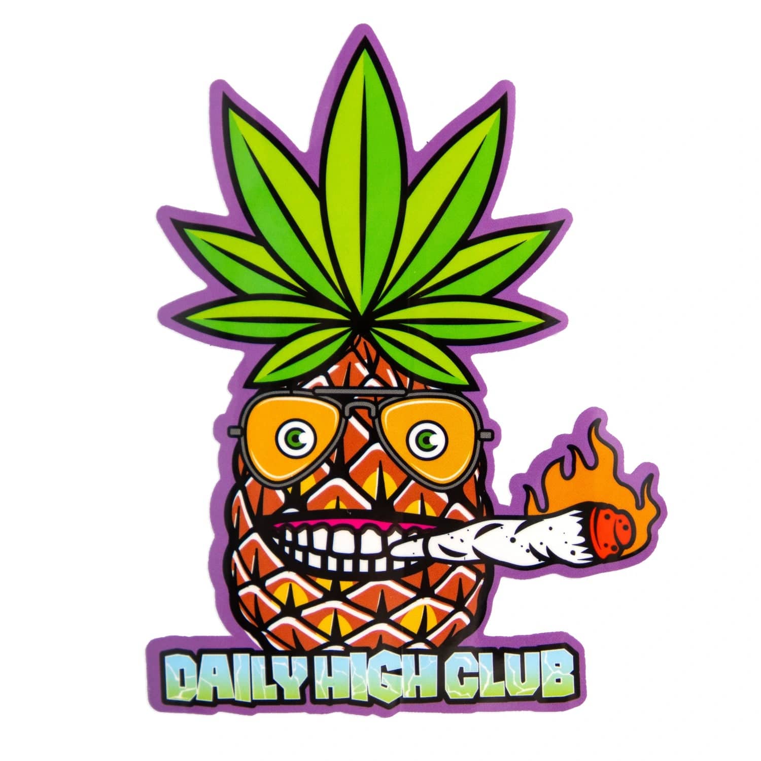 Front view of the "Party Pineapple" Smoking Box, a cartoon pineapple with a green leafy top and a playful design.