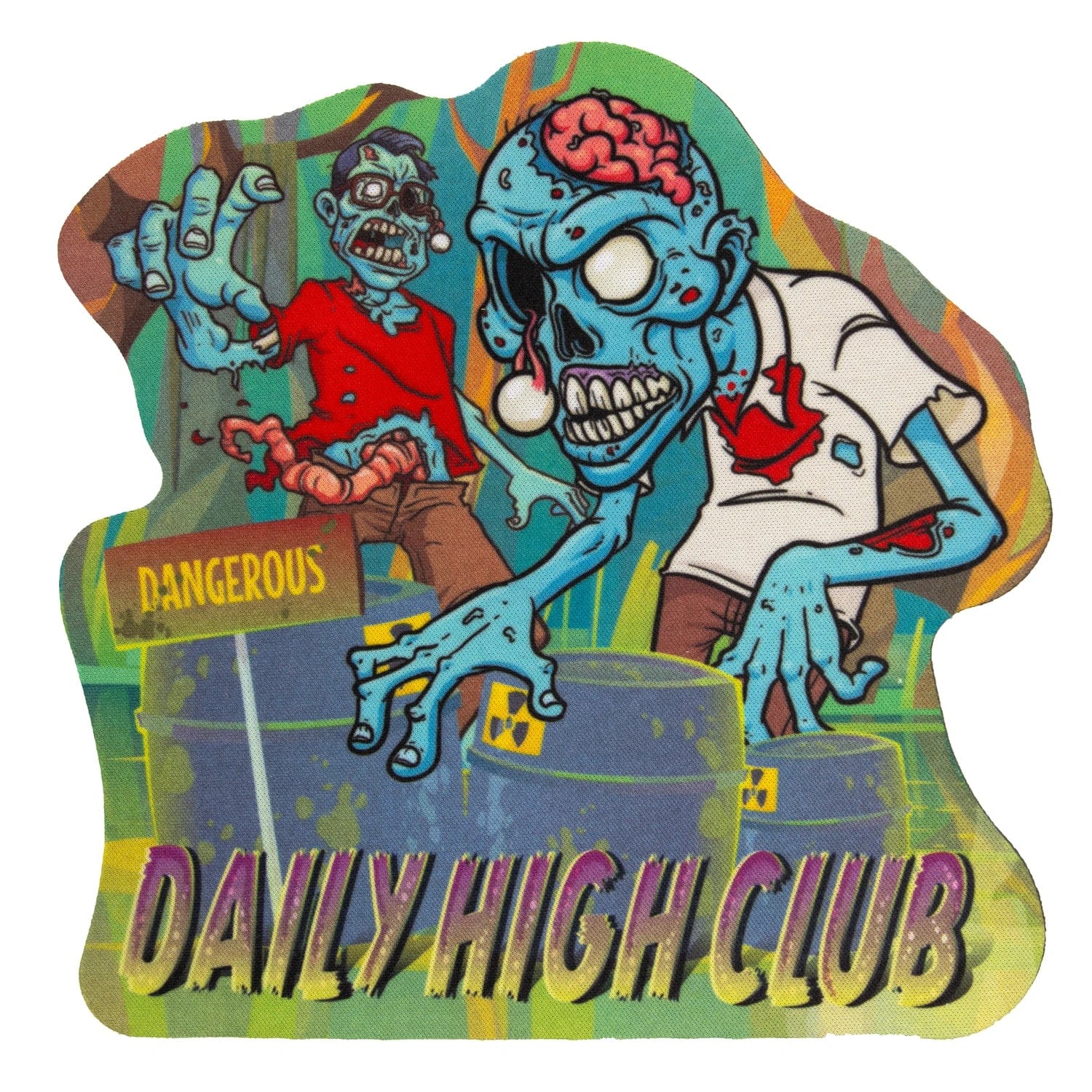 Front view of the “Radioactive Wasteland” Smoking Box, featuring a zombie hand design against a green and brown background.