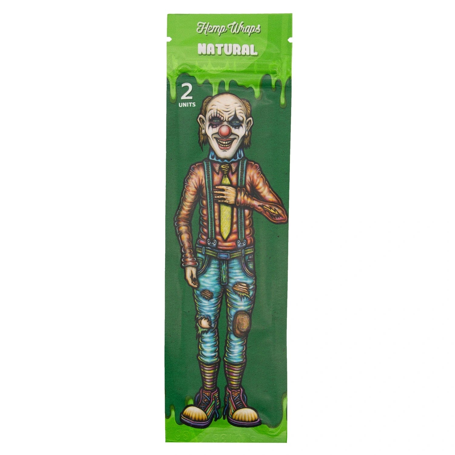 Front view of the “Radioactive Wasteland” Smoking Box, showcasing a vibrant, cartoonish design on a clear plastic package.
