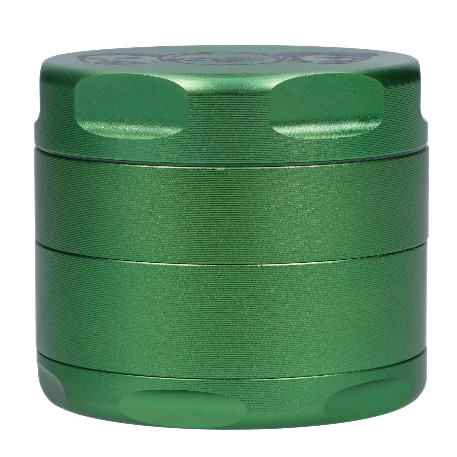 Front view of the “Trailer Park Trip” Smoking Box, a green, cylindrical container with a smooth, matte finish.