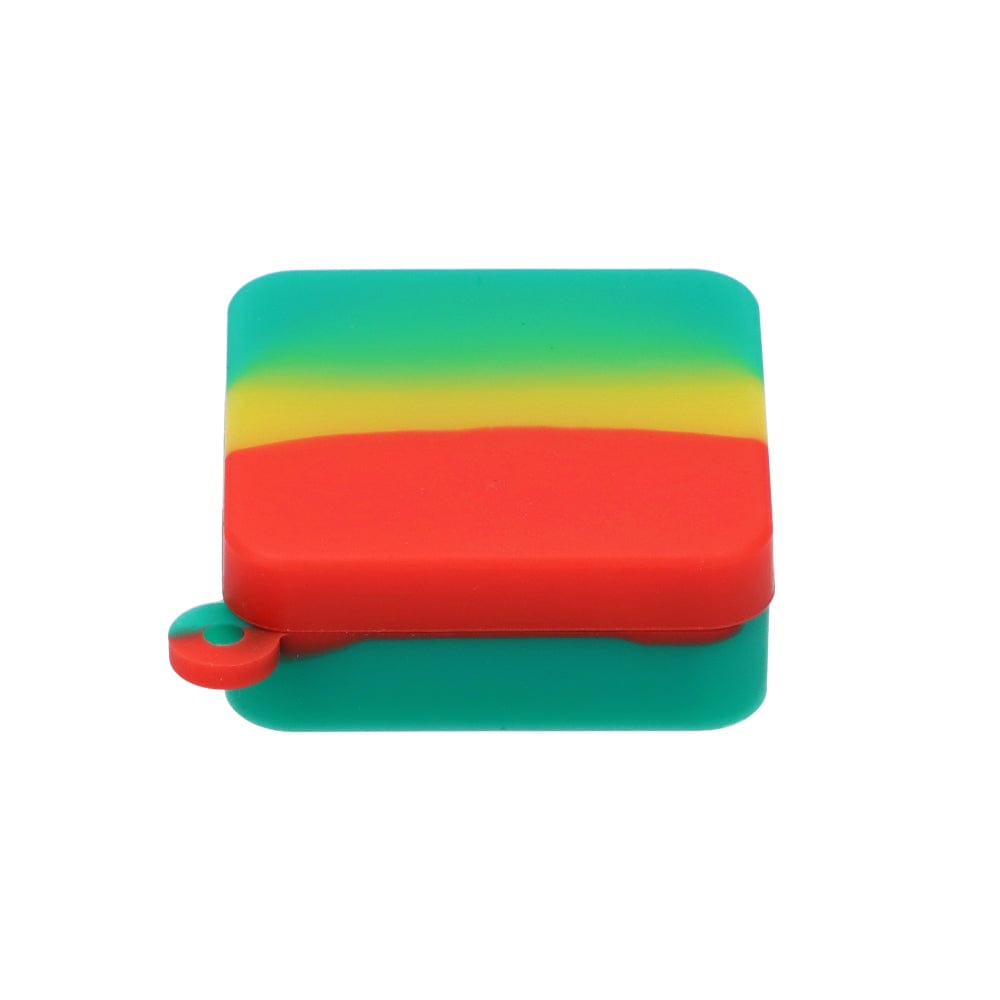 A square 9ml Silicone Keychain Container, photographed from a slight top angle against a plain white background.