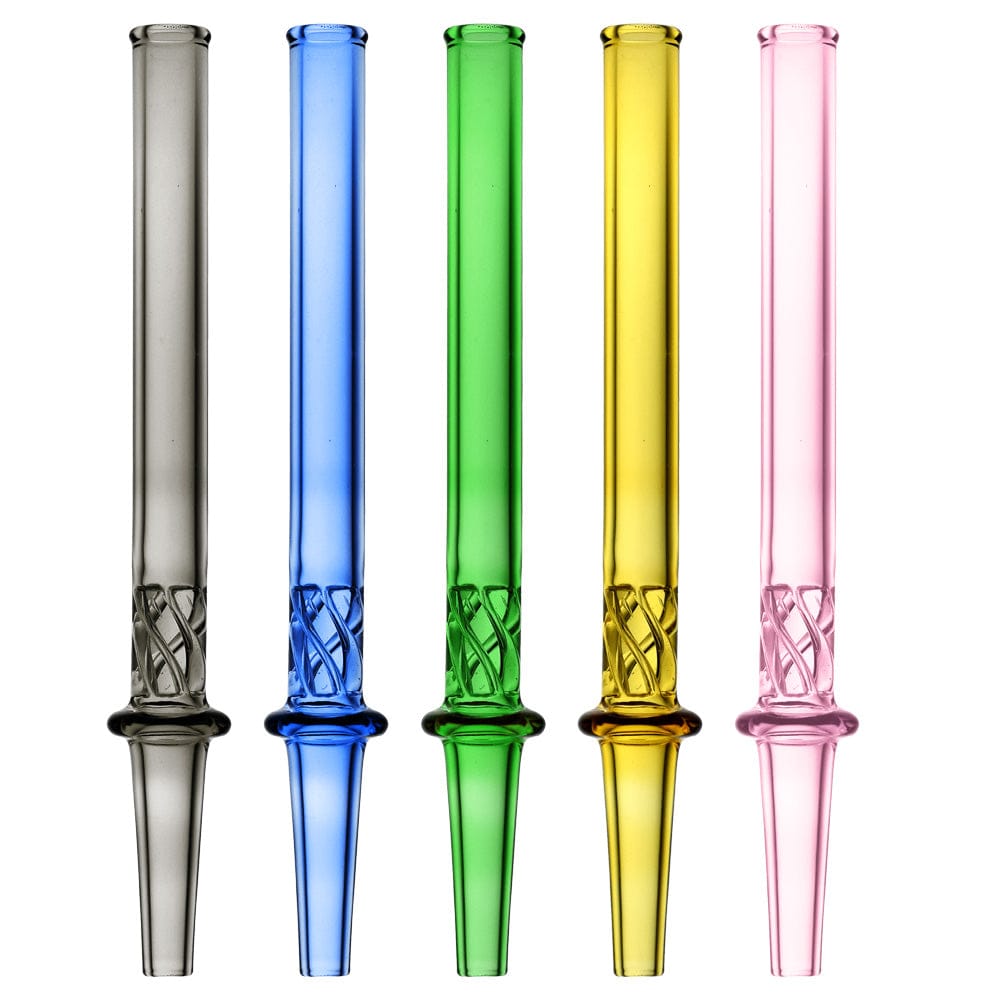 A studio shot displays the Ten Piece Bundle of Vortex Twist Dab Straws in assorted colors, arranged vertically against a plain white background.