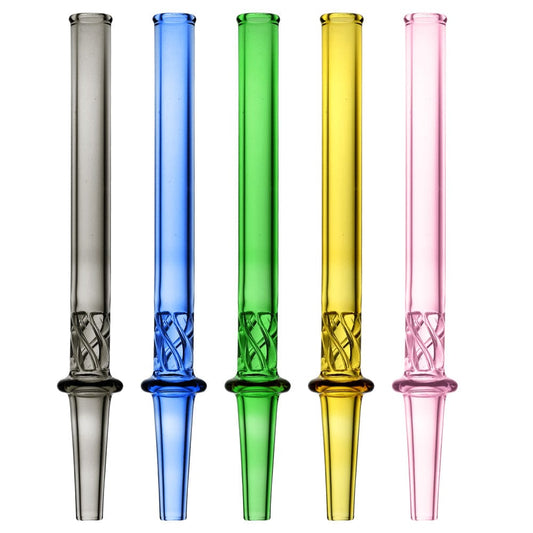 A studio shot displays the Ten Piece Bundle of Vortex Twist Dab Straws in assorted colors, arranged vertically against a plain white background.