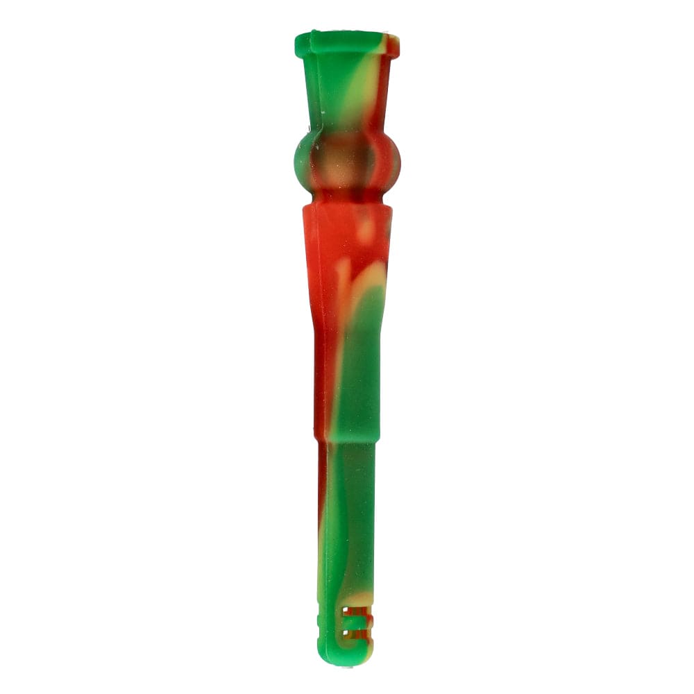 A downward-angle view of the 130mm Silicone Downstem, showcasing its translucent material and simple cylindrical form.