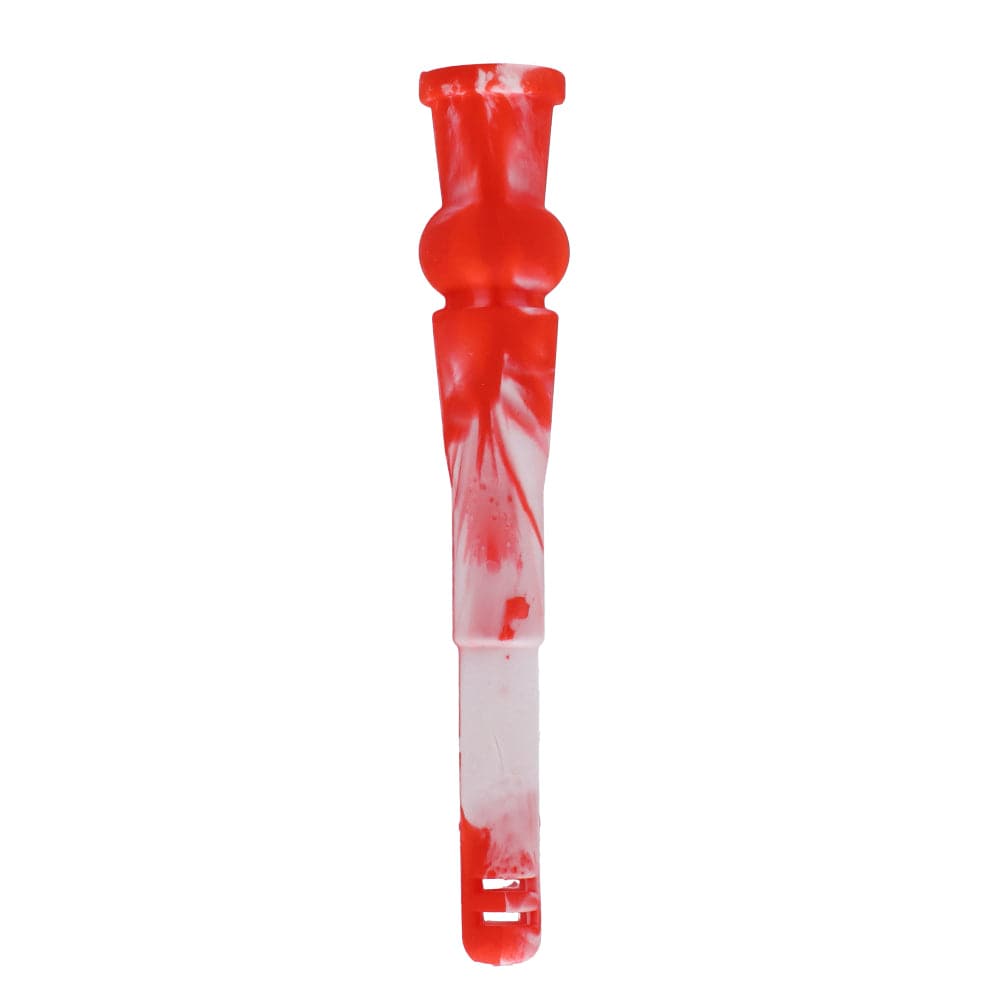 Front view of the 130mm Silicone Downstem, showcasing its simple, clear silicone construction and downward-angled design.