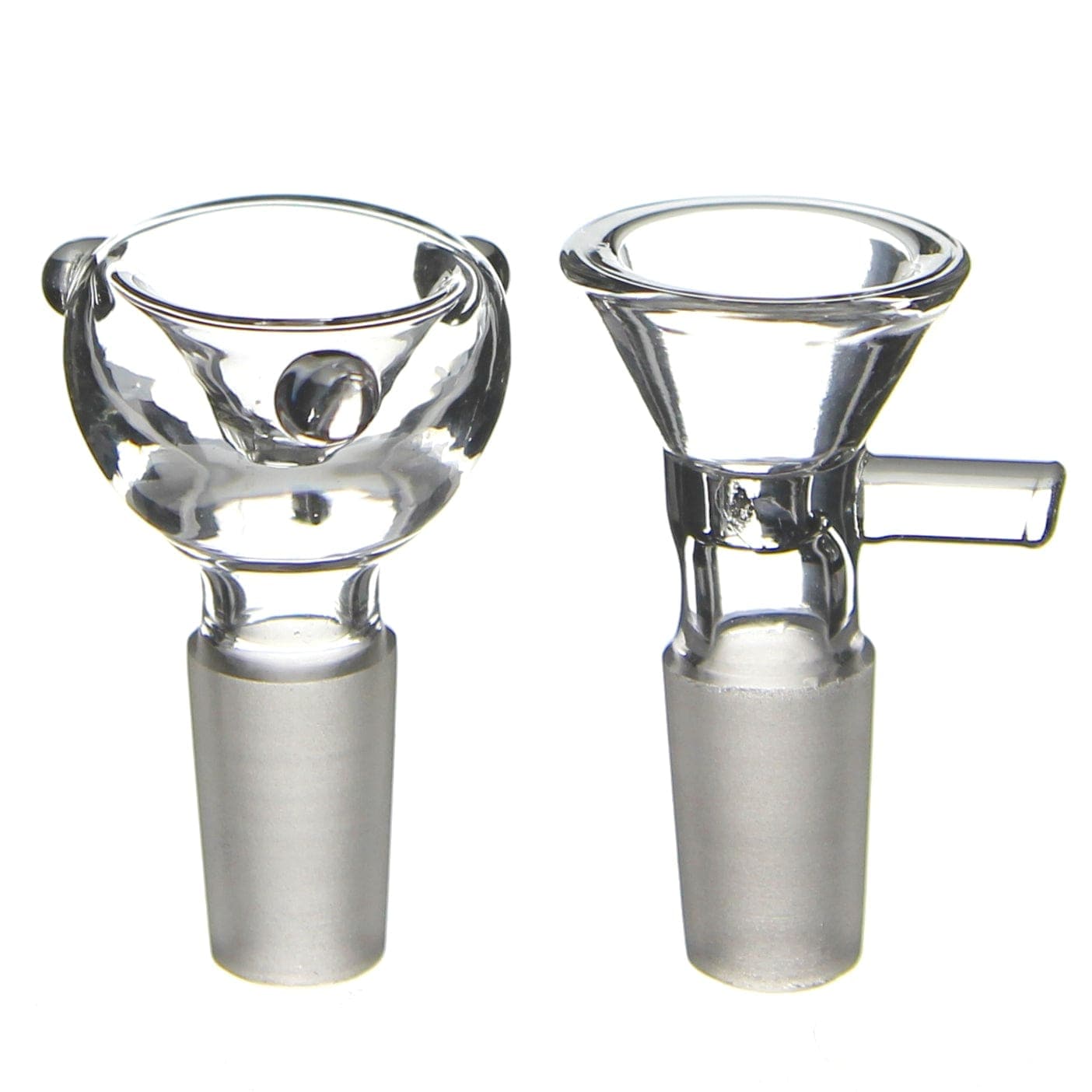 A close-up, angled view of the 10mm Flower Bowl, showcasing its clear glass construction and rounded shape.