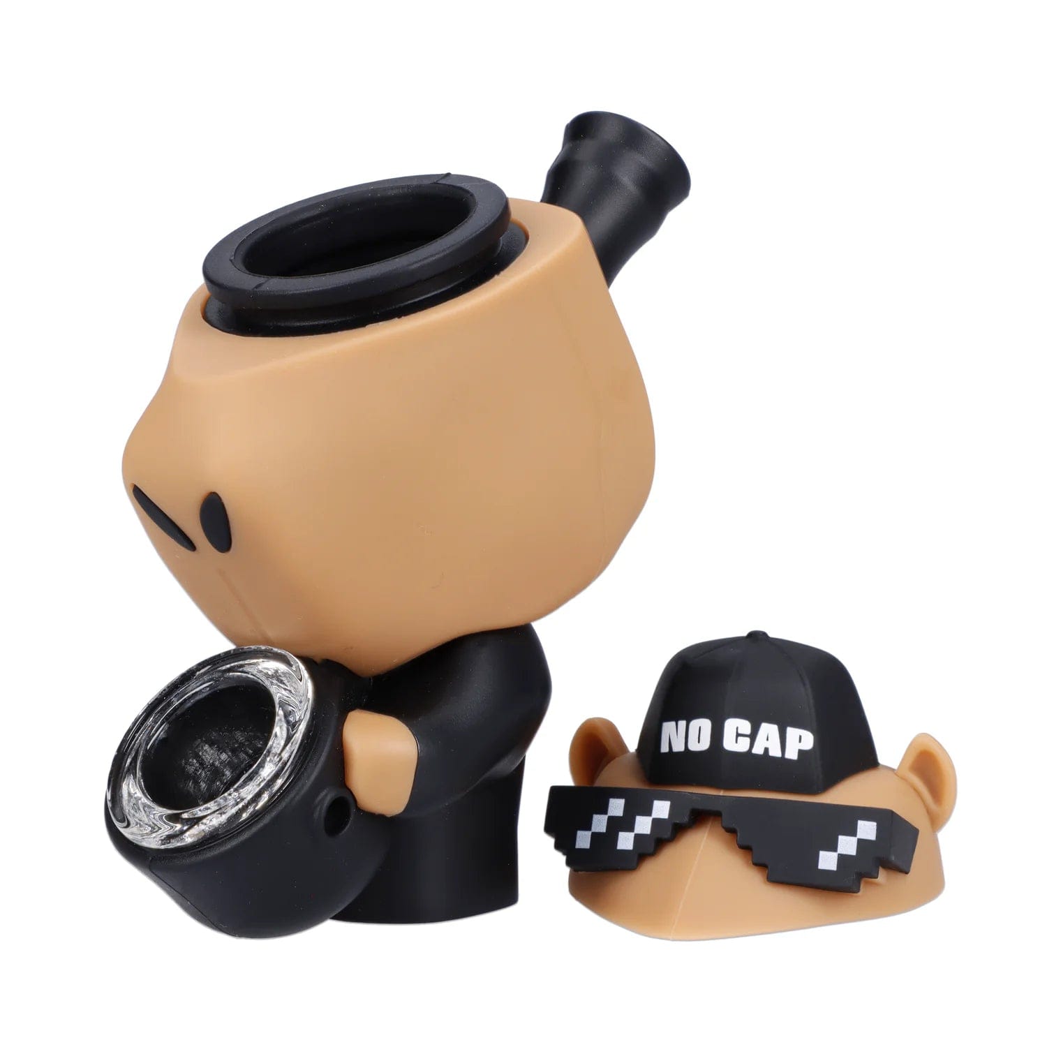 Front view of the Capybara Silipipe, a small, brown water pipe with a rounded shape and a visible mouthpiece.