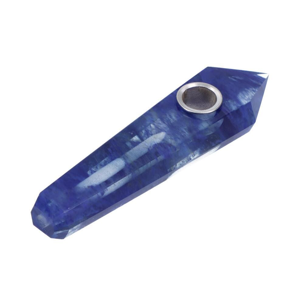 A side view of the Crystal Hand Pipe, featuring a smooth, sculpted glass design.