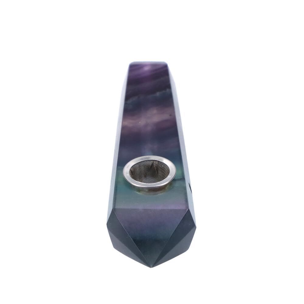 Front view of the Crystal Hand Pipe, a sculpted glass pipe with a rounded mouthpiece and textured surface.