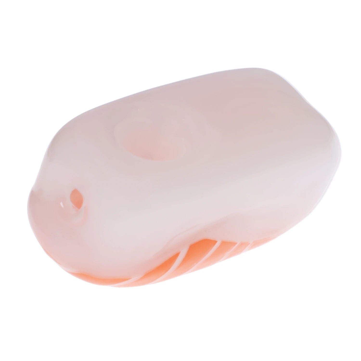 A slightly angled studio shot of the Salmon Nigiri Sushi Hand Pipe, resembling a piece of sushi on a clean white background.