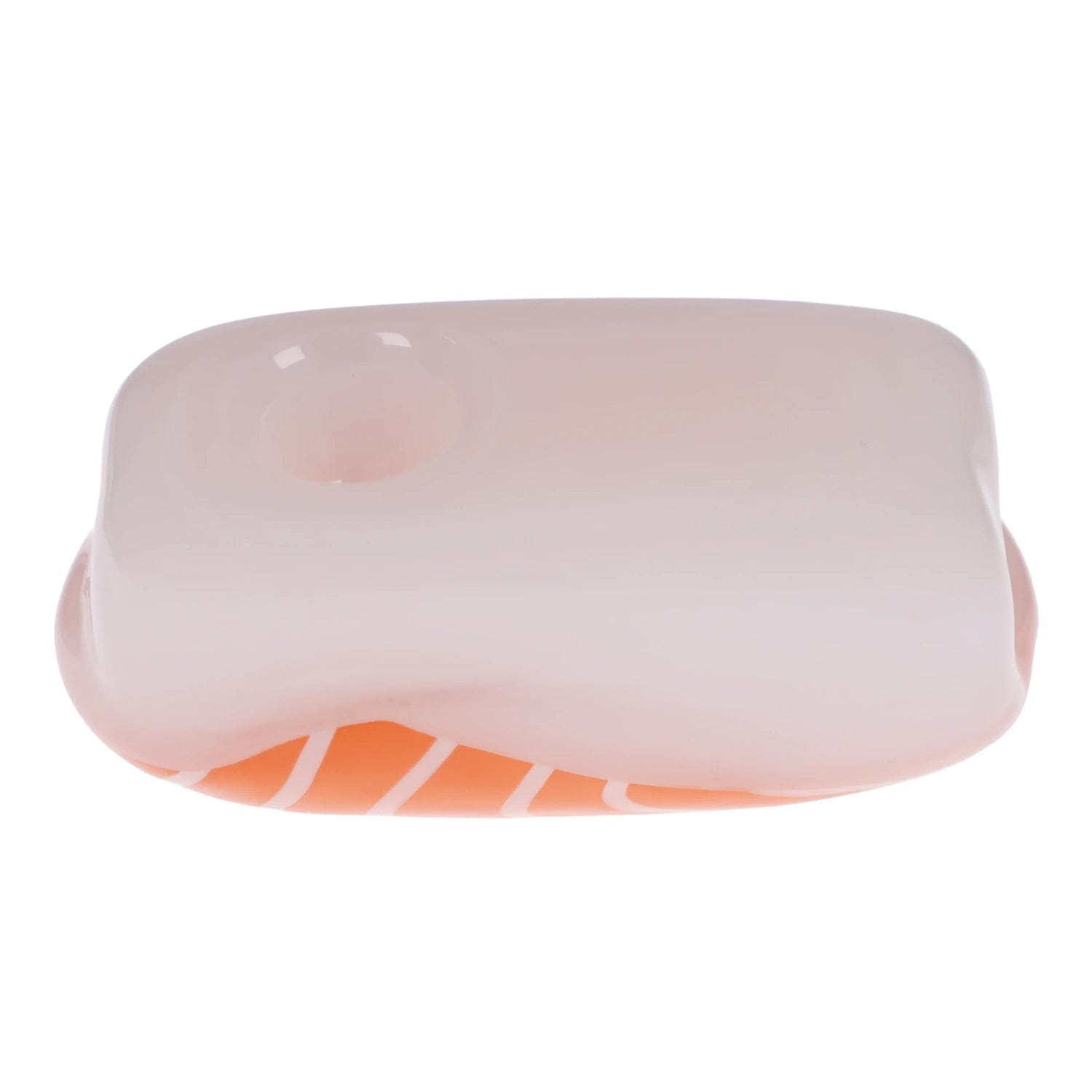 A close-up shot of the Salmon Nigiri Sushi Hand Pipe, resembling a piece of sushi with a detailed, patterned surface.