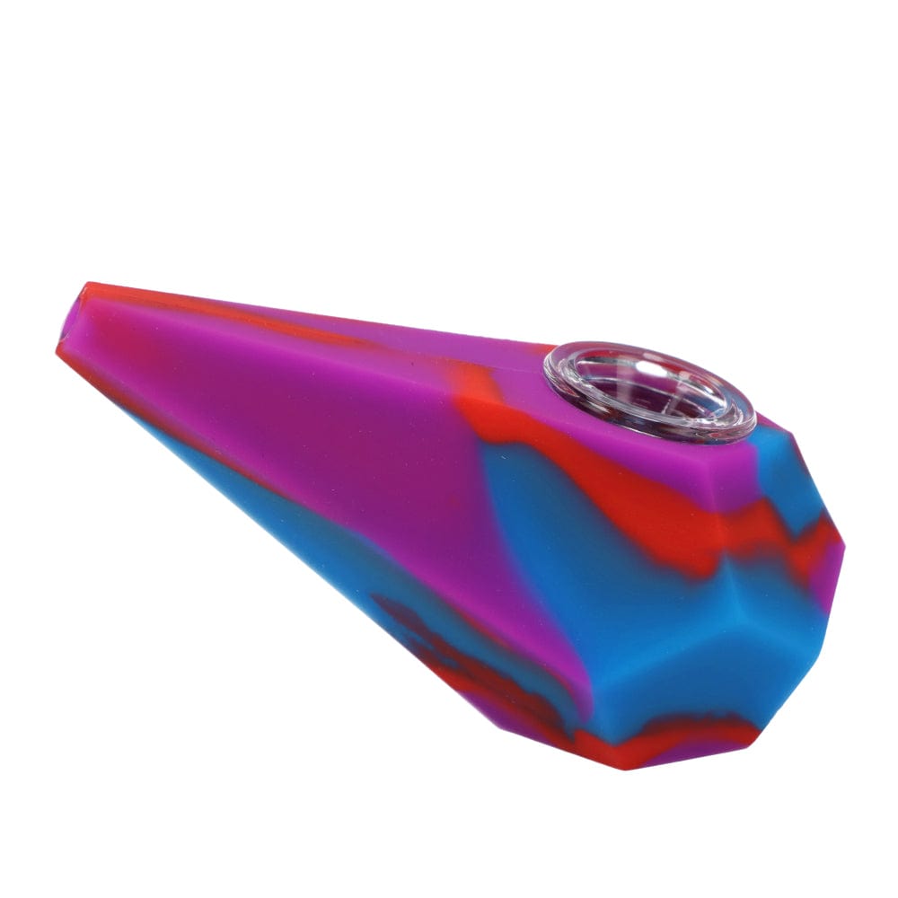 A brightly colored Silicone Diamond Hand Pipe Assorted is displayed at a slight angle against a plain white backdrop.