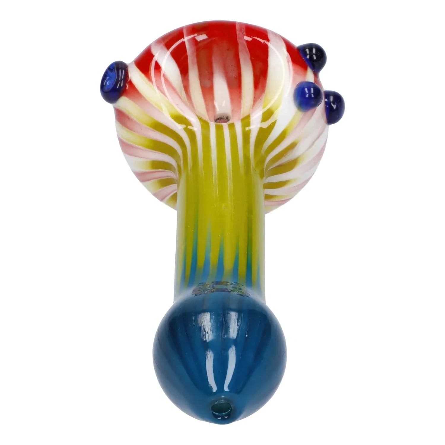 A side view of the 4.5-inch Colorful Reversal Art Spoon Pipe, featuring a vibrant, colorful glass design.