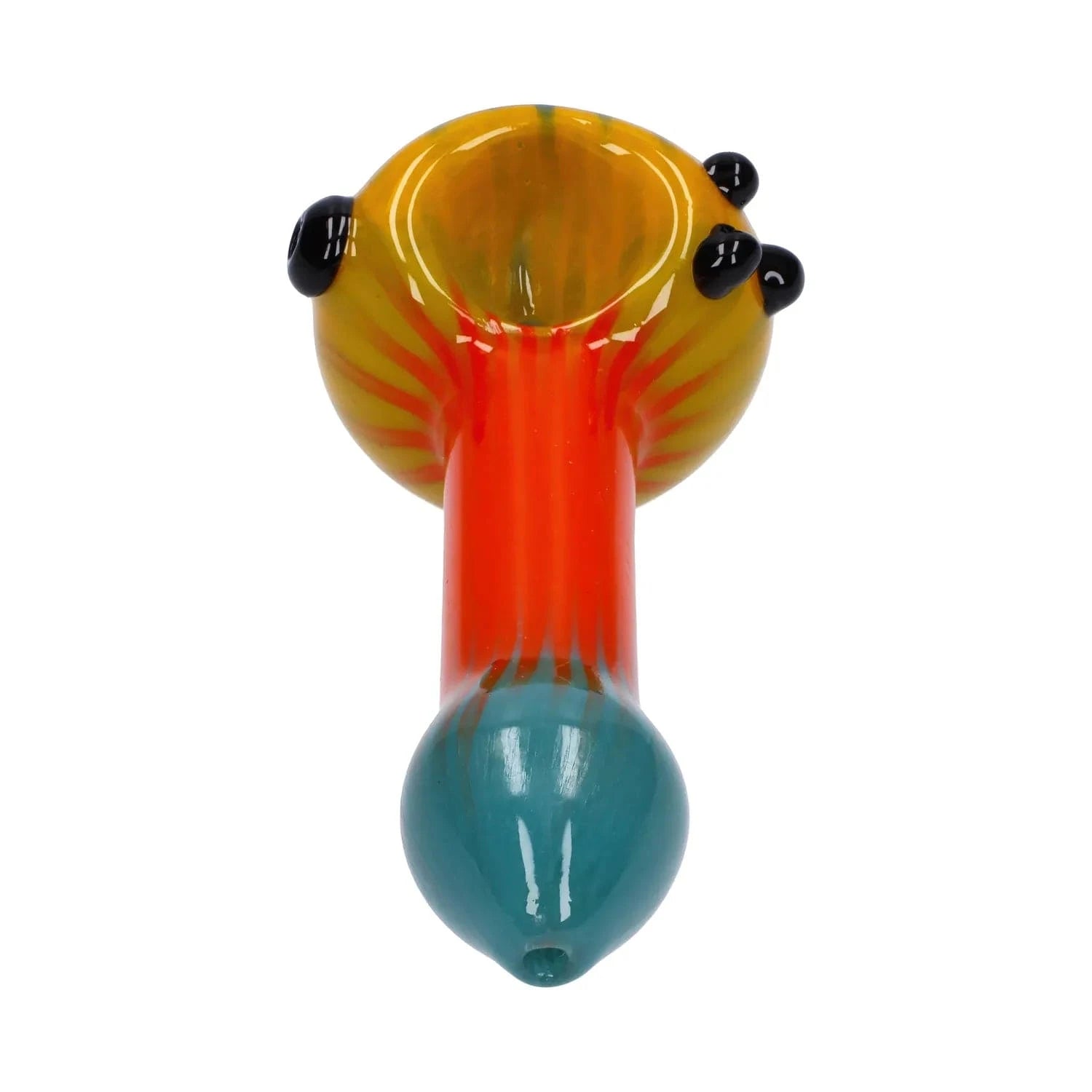 A side view of the 4.5-inch Colorful Reversal Art Spoon Pipe, featuring a vibrant, colorful glass design.