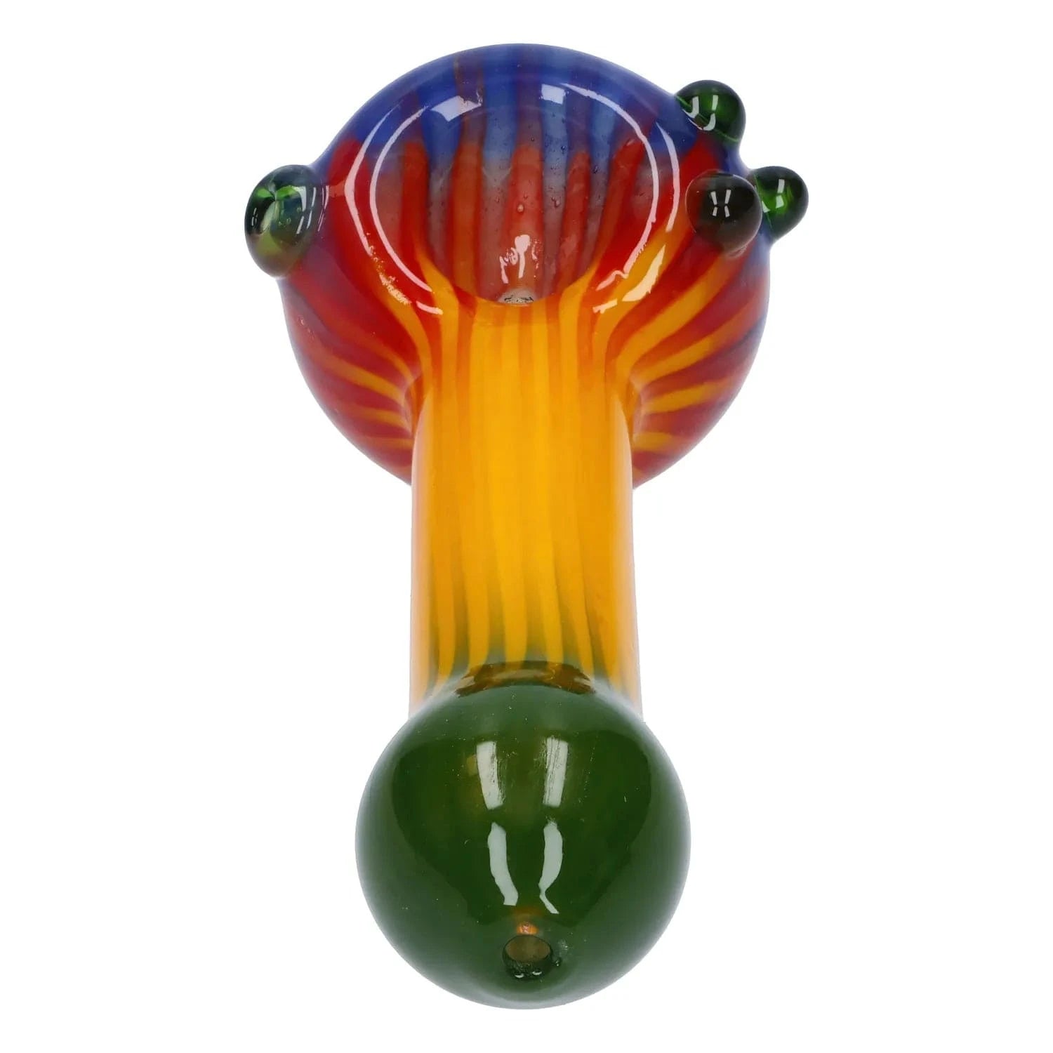 A front view of the 4.5-inch Colorful Reversal Art Spoon Pipe, showcasing its vibrant, swirling color pattern.