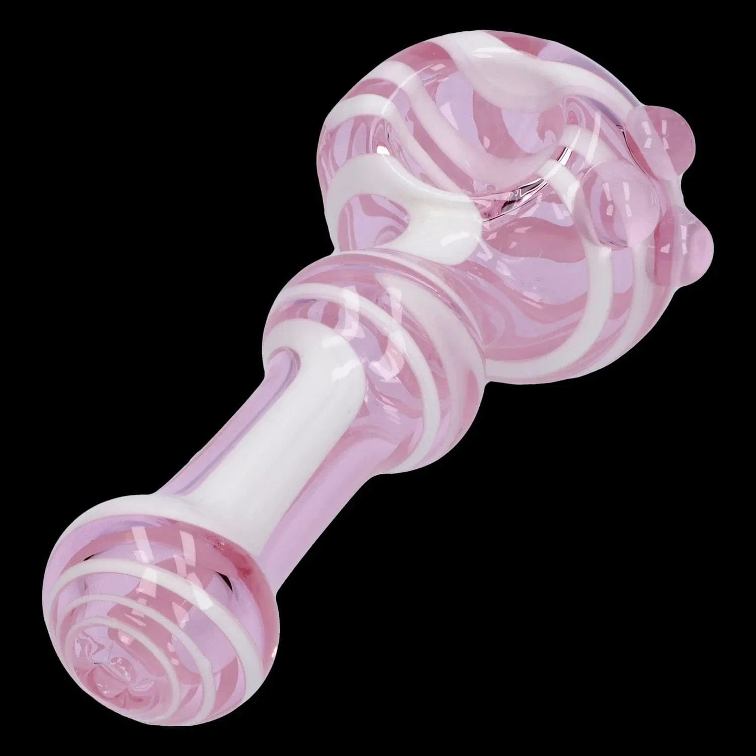 A front view of the 4.5-inch Swirl Color Tube Pipe, showcasing its colorful, swirling glass design.