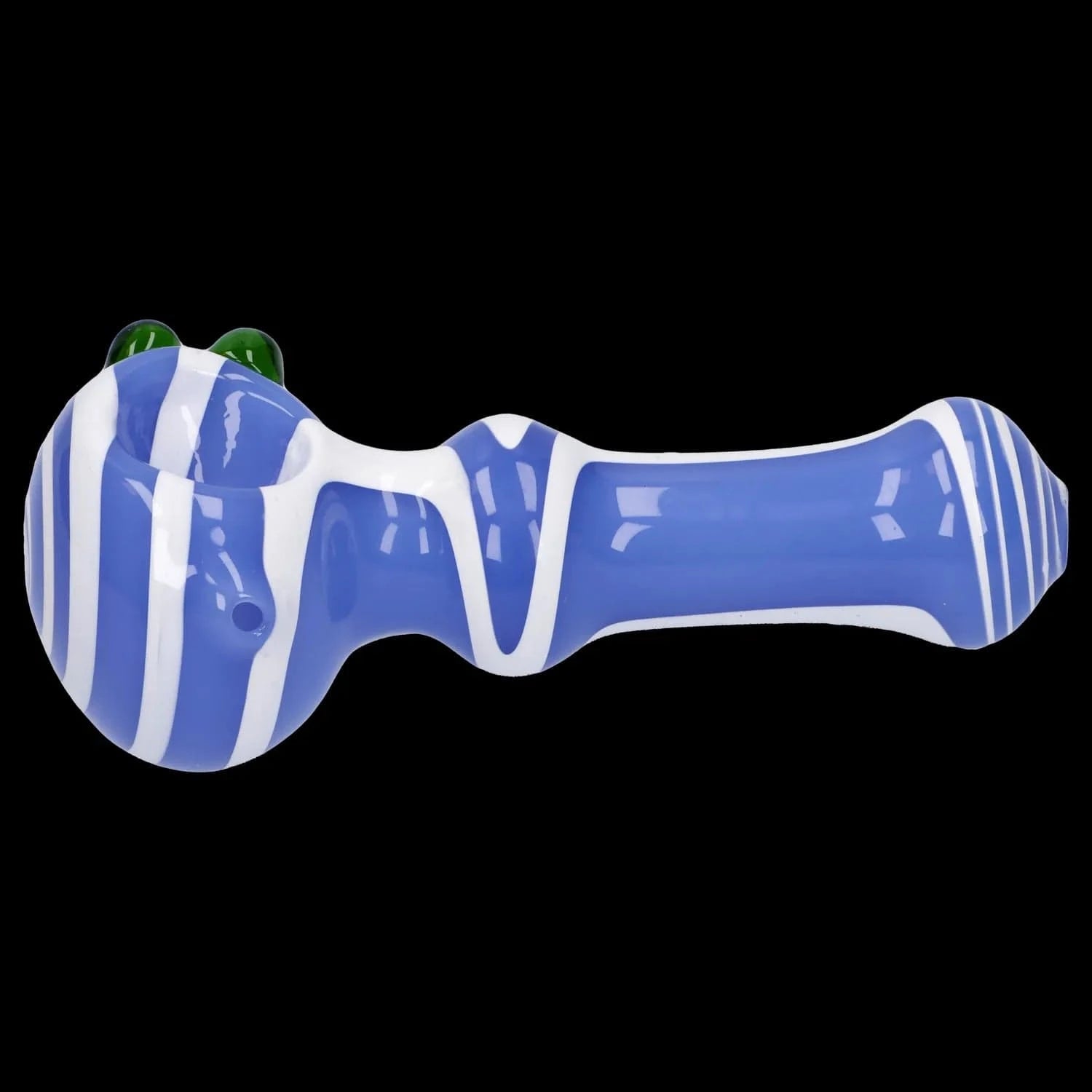 A side view of the 4.5-inch Swirl Color Tube Pipe, showcasing its colorful swirl pattern and simple cylindrical shape.