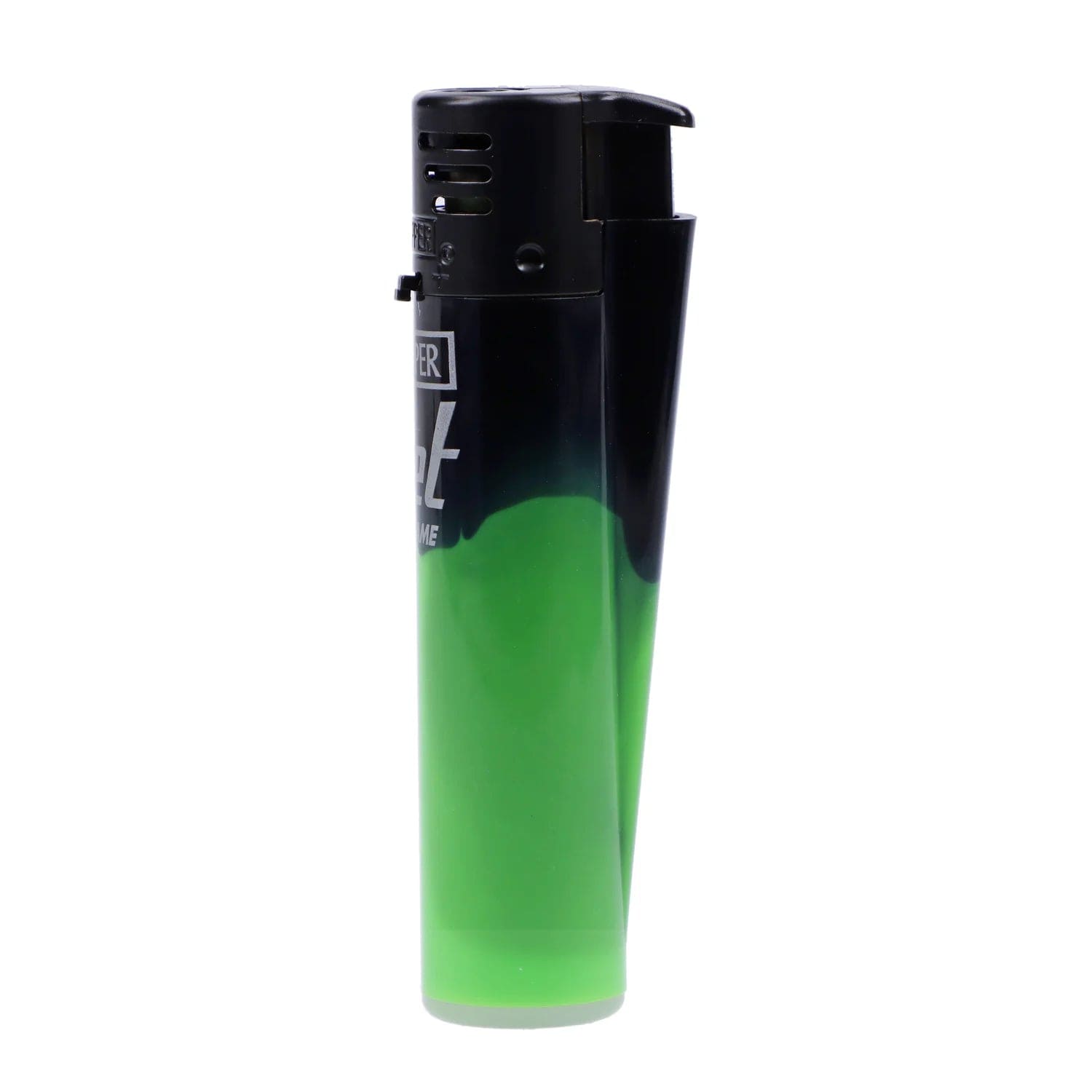 A straight-on view of the “Happy Holiblaze” Smoking Box, showcasing its minimalist, rectangular design.
