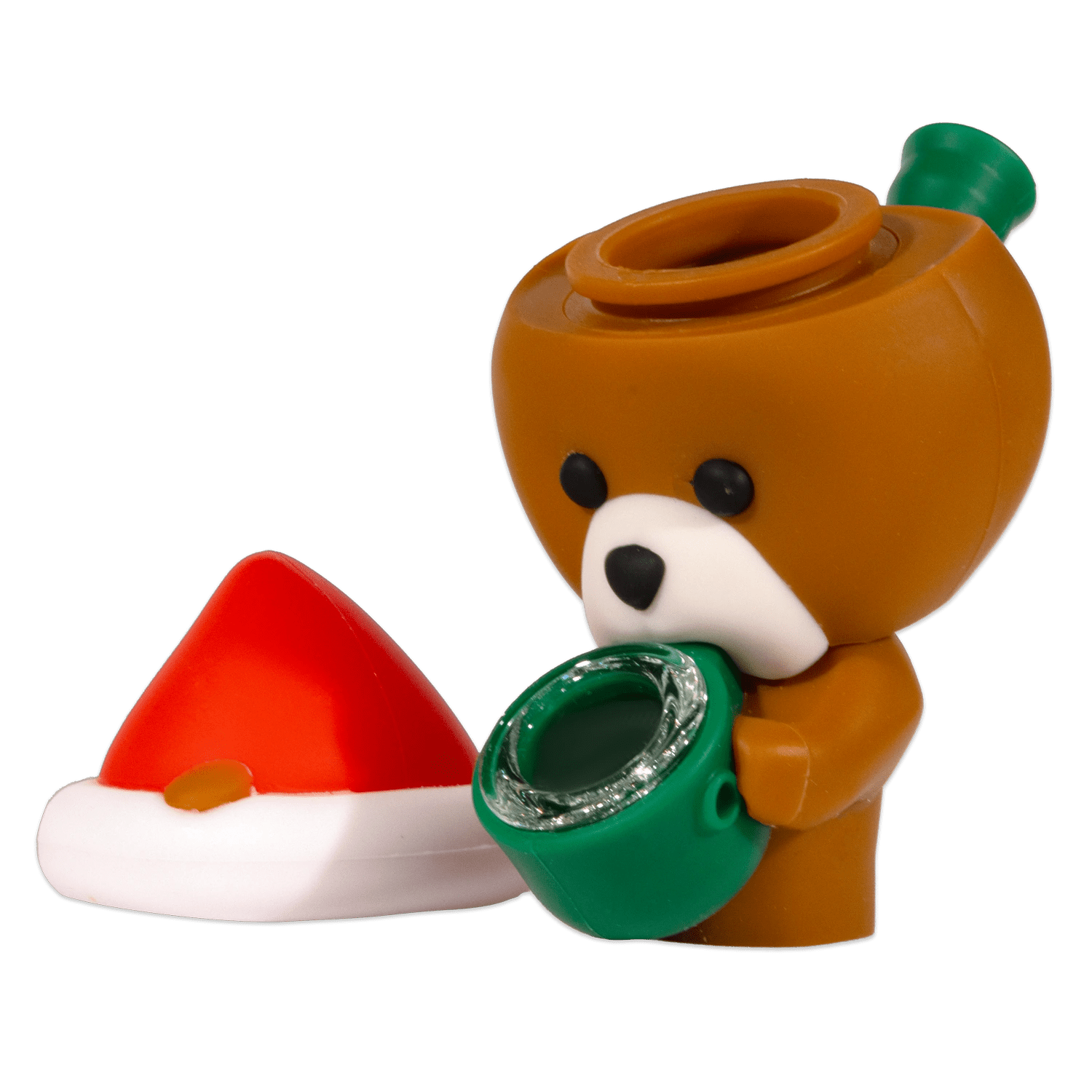 Front view of the "Merry Kushmas" Smoking Box, a brown, cartoon-styled figure with a red hat, presented on a white background.