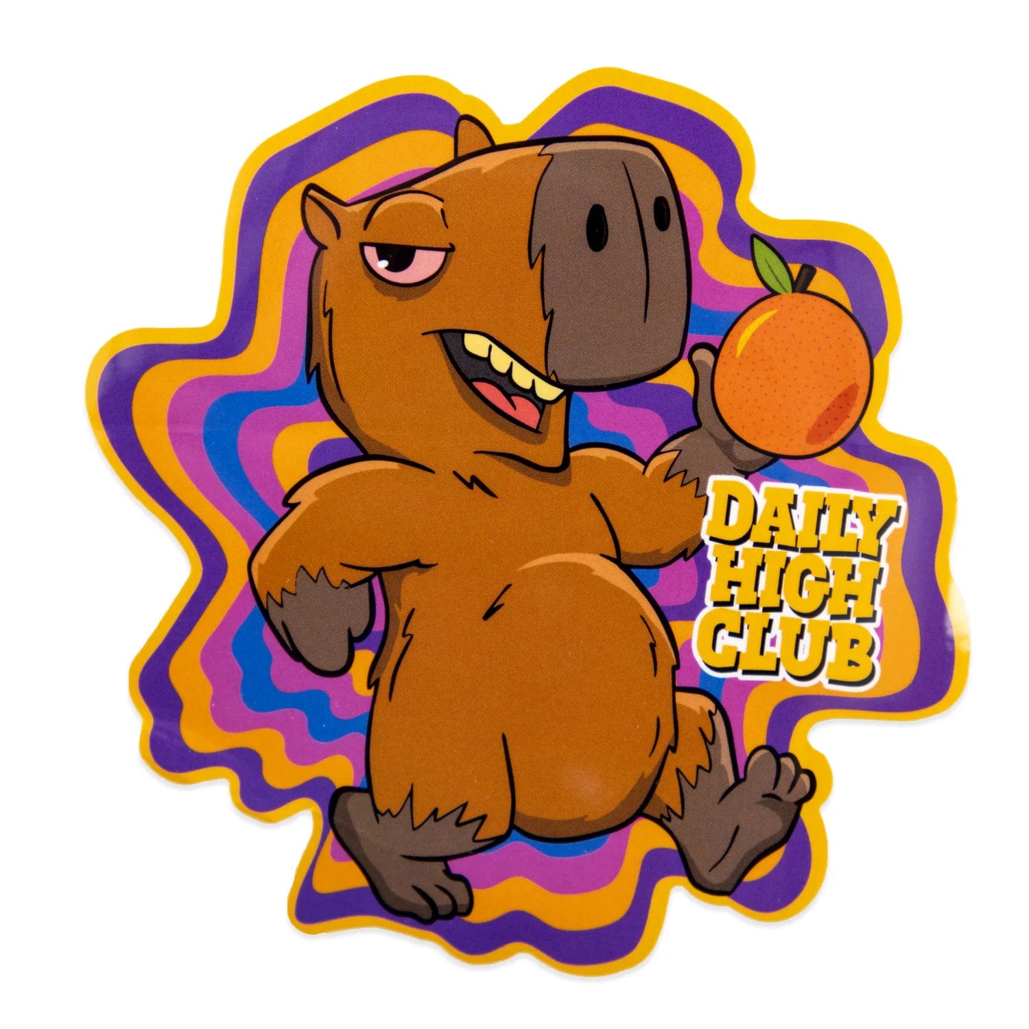 A cartoon illustration of the “No Cap-ybara” Smoking Box, featuring a capybara character with a playful expression and vibrant background.