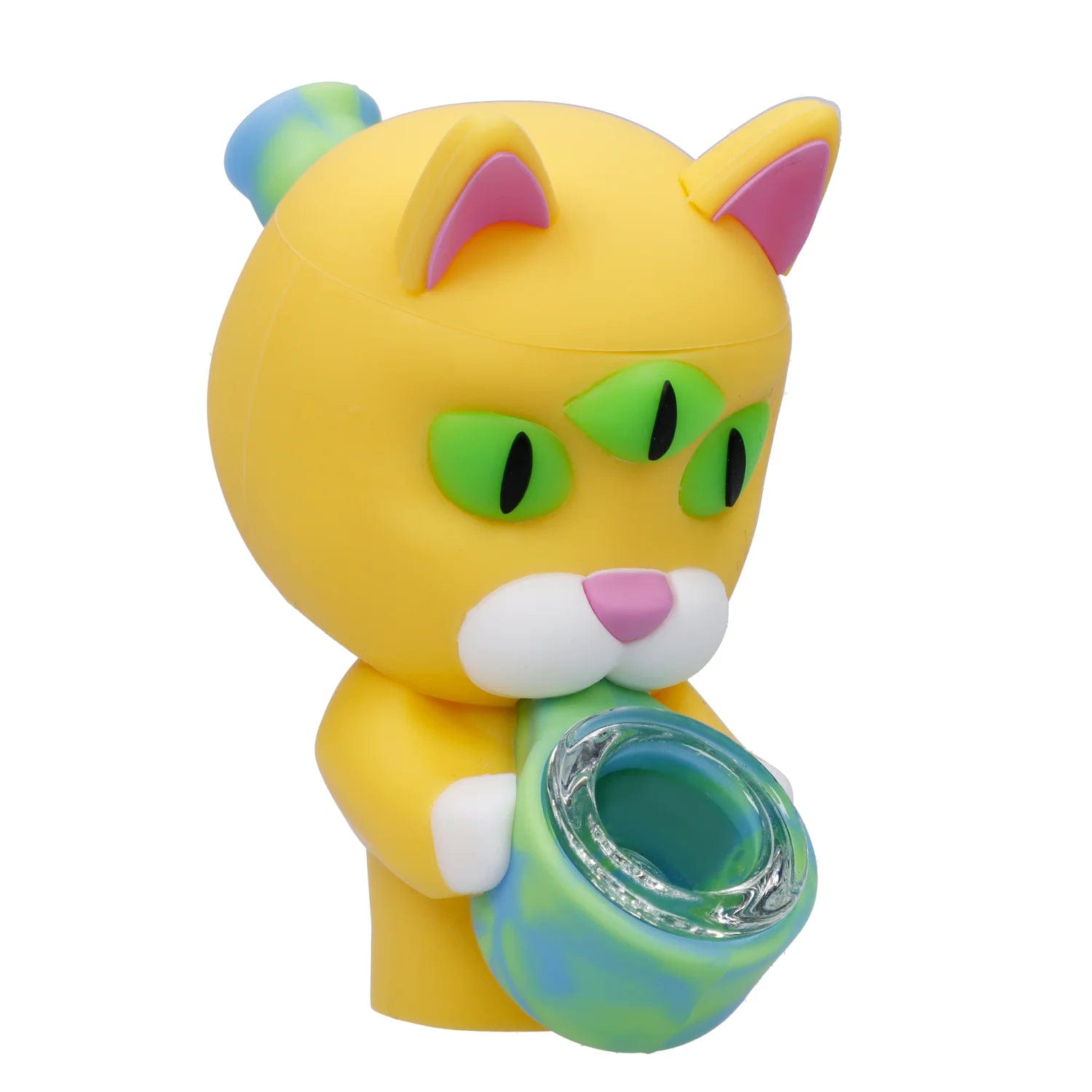 Front view of the “Psychedelics Multiverse” Smoking Box, a yellow, cartoon-styled box with a visible opening and bright accents.