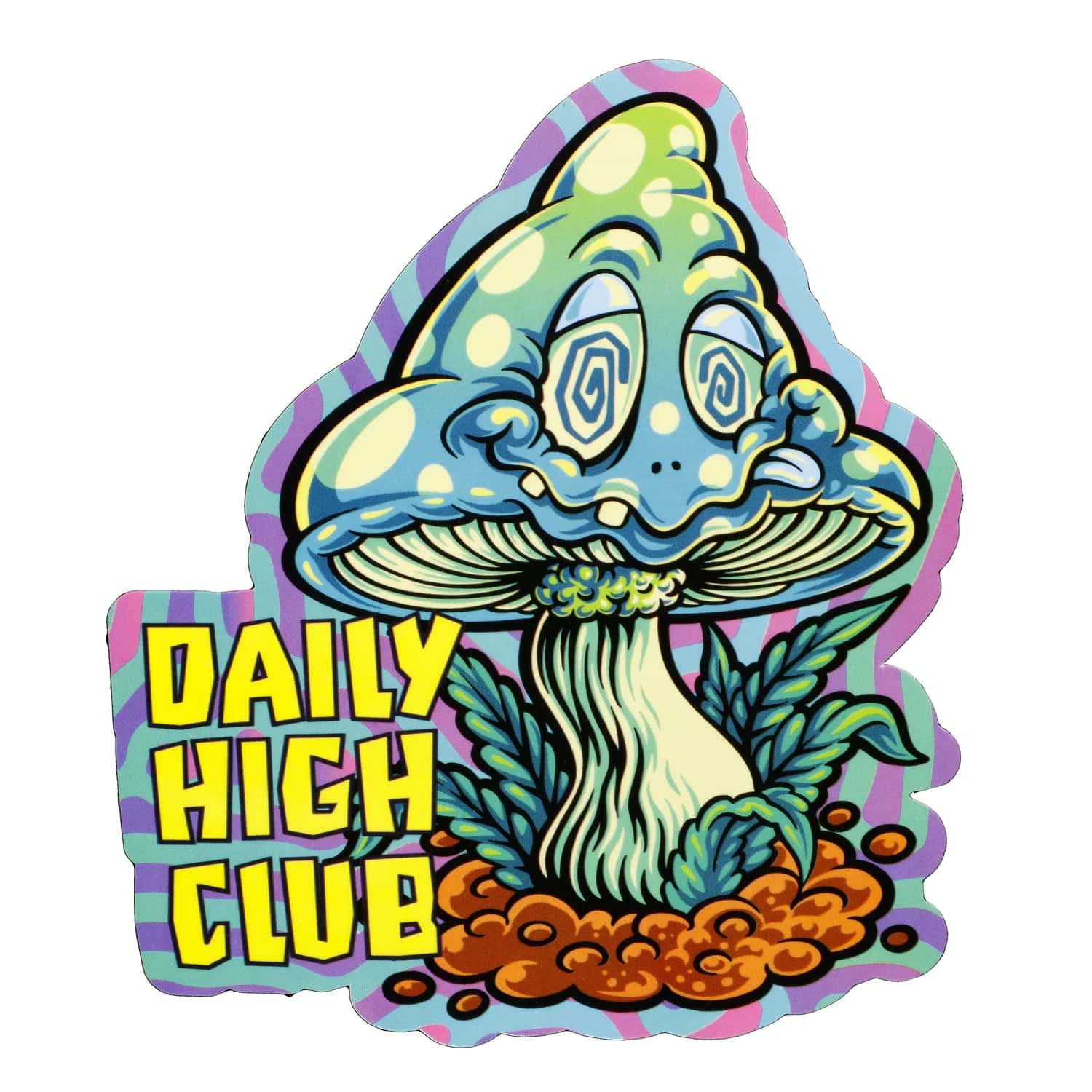 Front view of the “Psychedelics Multiverse” Smoking Box with a mushroom-shaped design and swirling, colorful patterns.