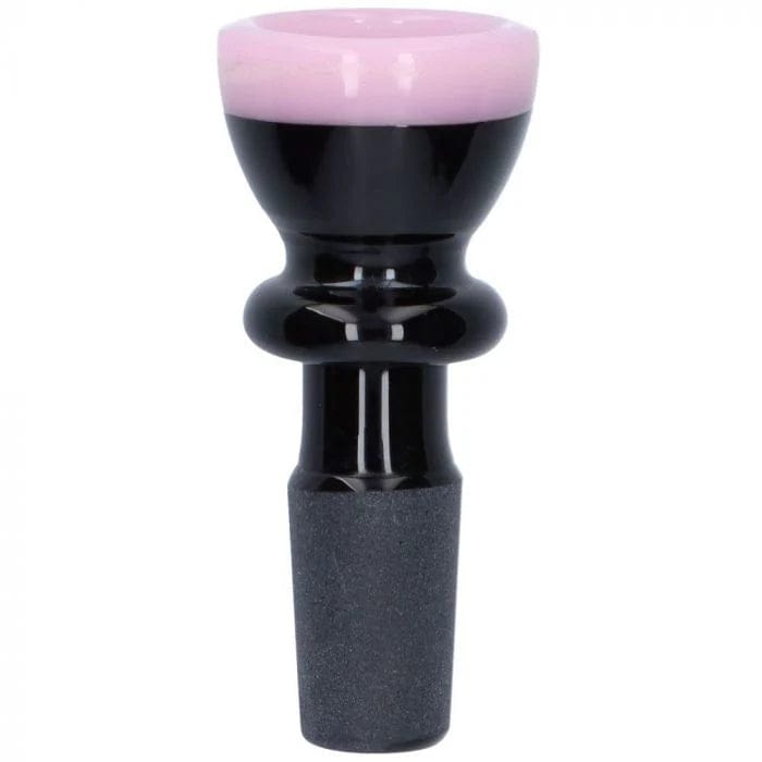 A front view of the 14mm Black Bowl With Colored Accents, showcasing its dark glass and subtle color highlight.