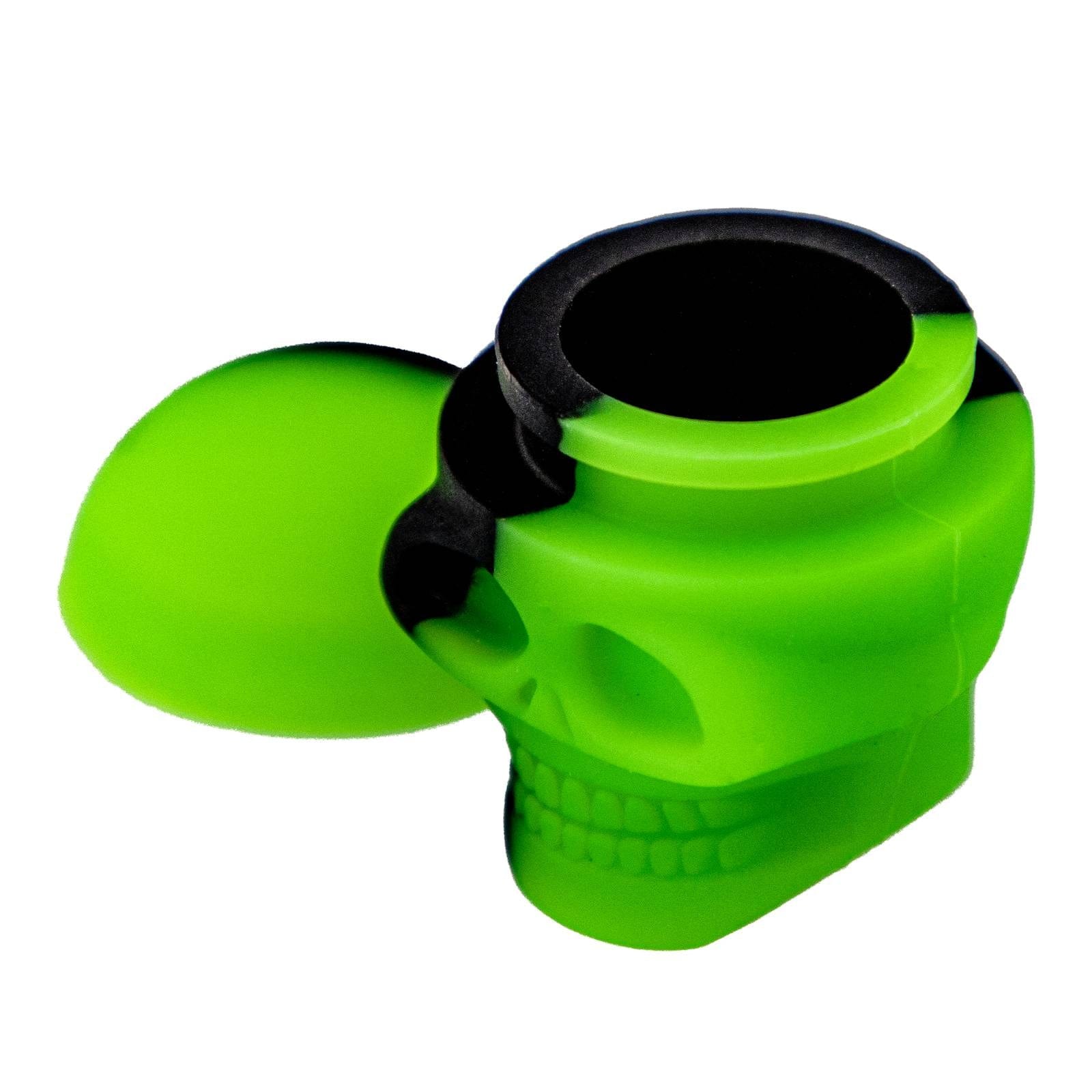 A top-down view of the Silicone Skull Container for October, showcasing its smooth, dark interior within the sculpted skull shape.