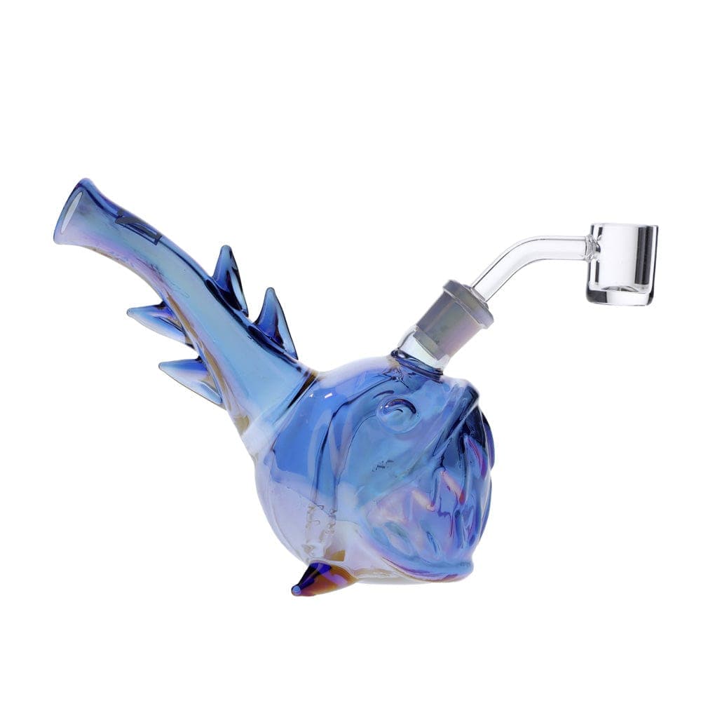 A three-quarter view of the “Angler Fish” Box, showcasing the uniquely shaped, translucent glass piece against a plain white background.