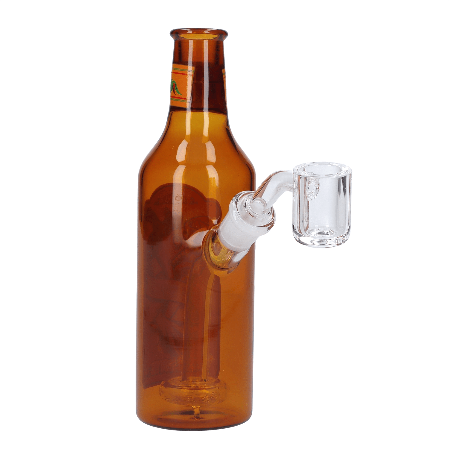 A front view of the “April 2024 Zaza Crash” Limited Edition Deluxe Box, showing a brown glass piece with a curved neck.