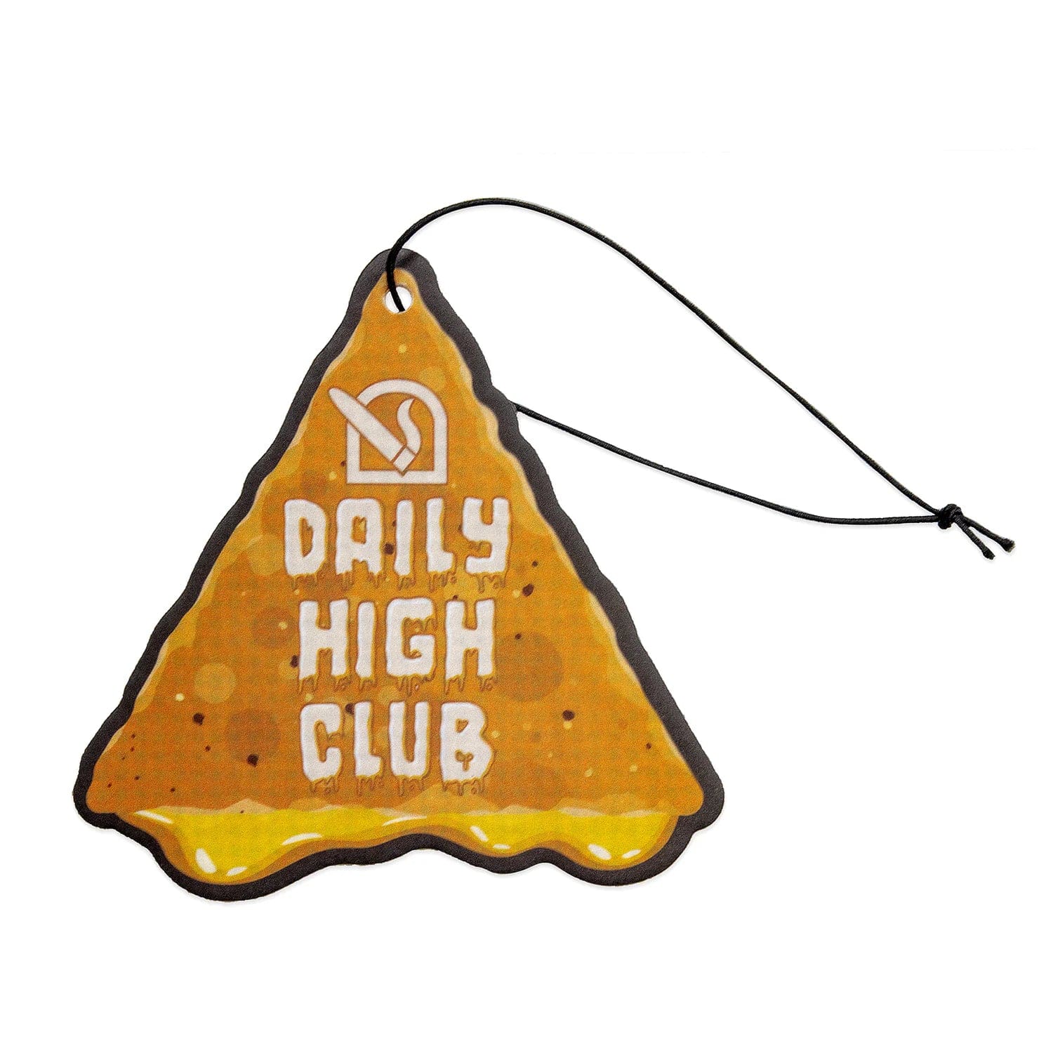 Front view of the “April 2024 Zaza Crash” Limited Edition Deluxe Box, featuring a shiny, gold-colored, triangular-shaped item suspended by a thin cord.