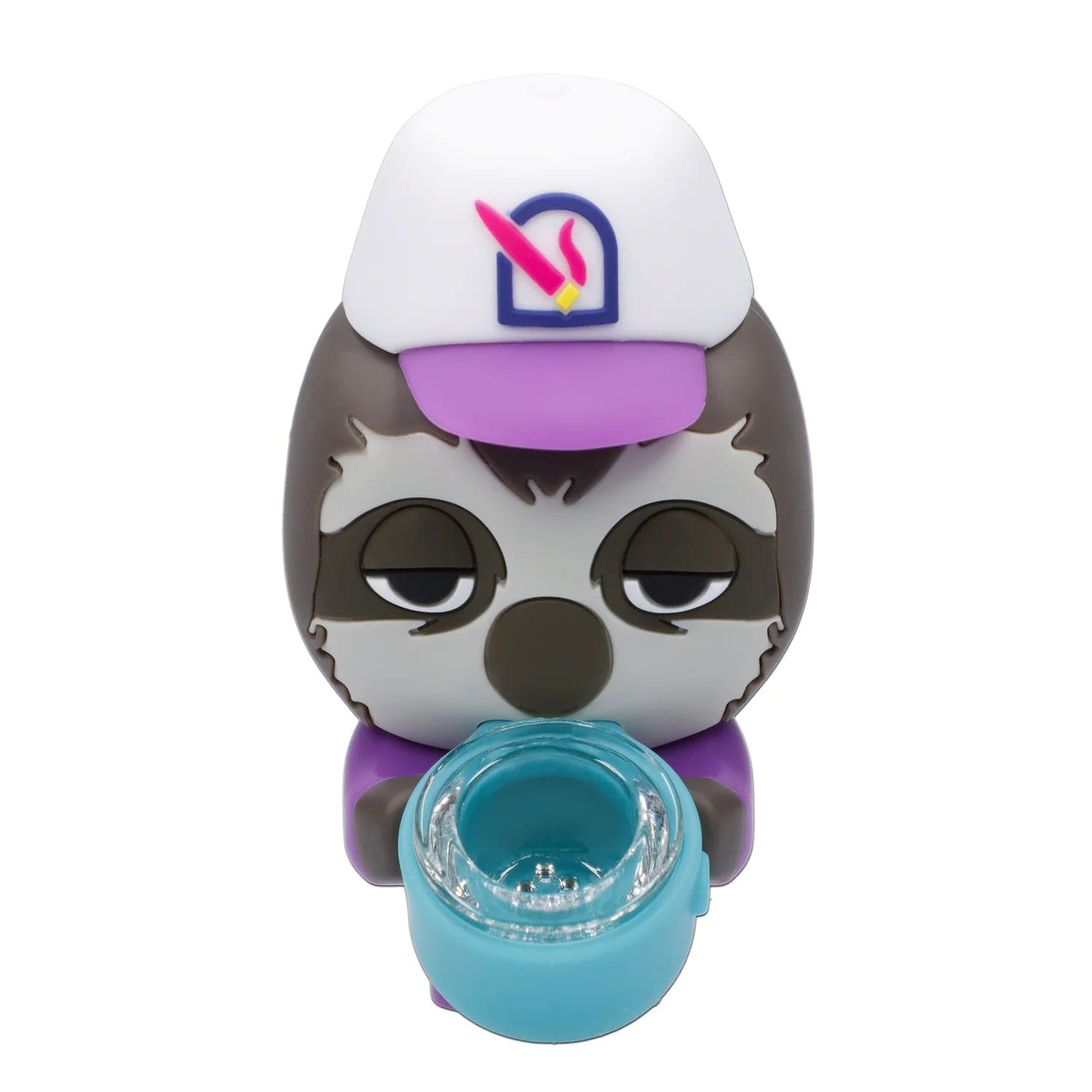 Front view of the “Combo #420” Smoking Box, a colorful skull-shaped container with a purple rim and distinct, playful design.