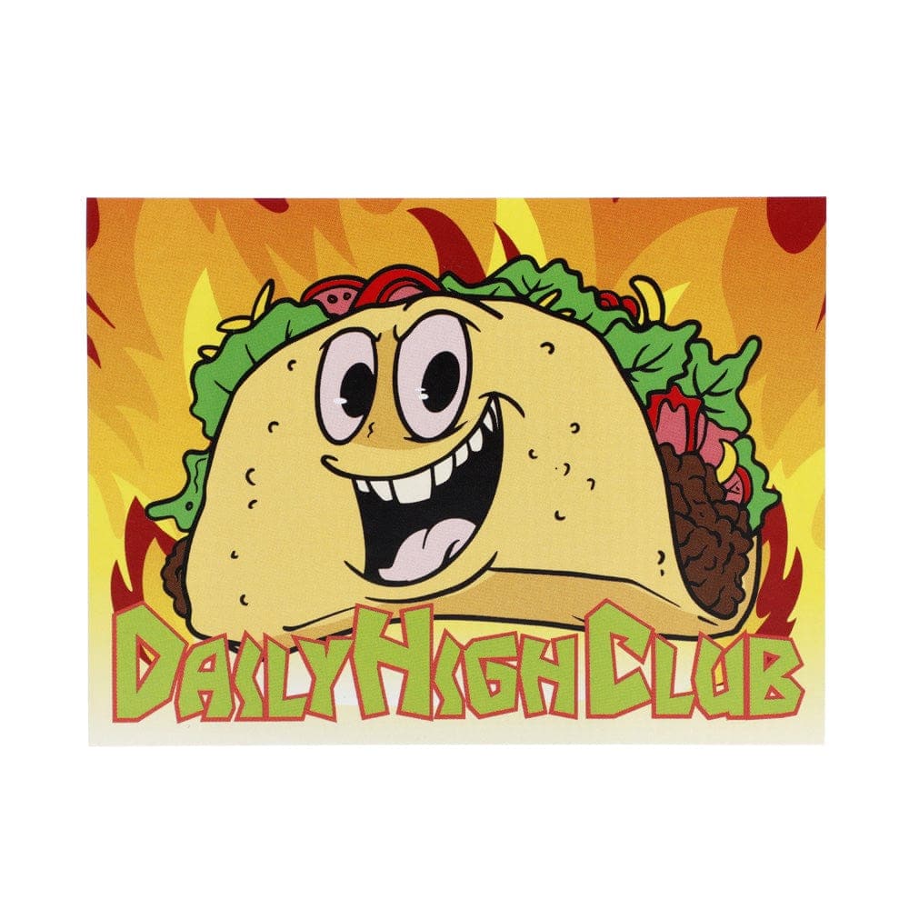 A cartoon illustration of the “Hot Sauce” Smoking Box with a smiling face, set against a bright yellow background.