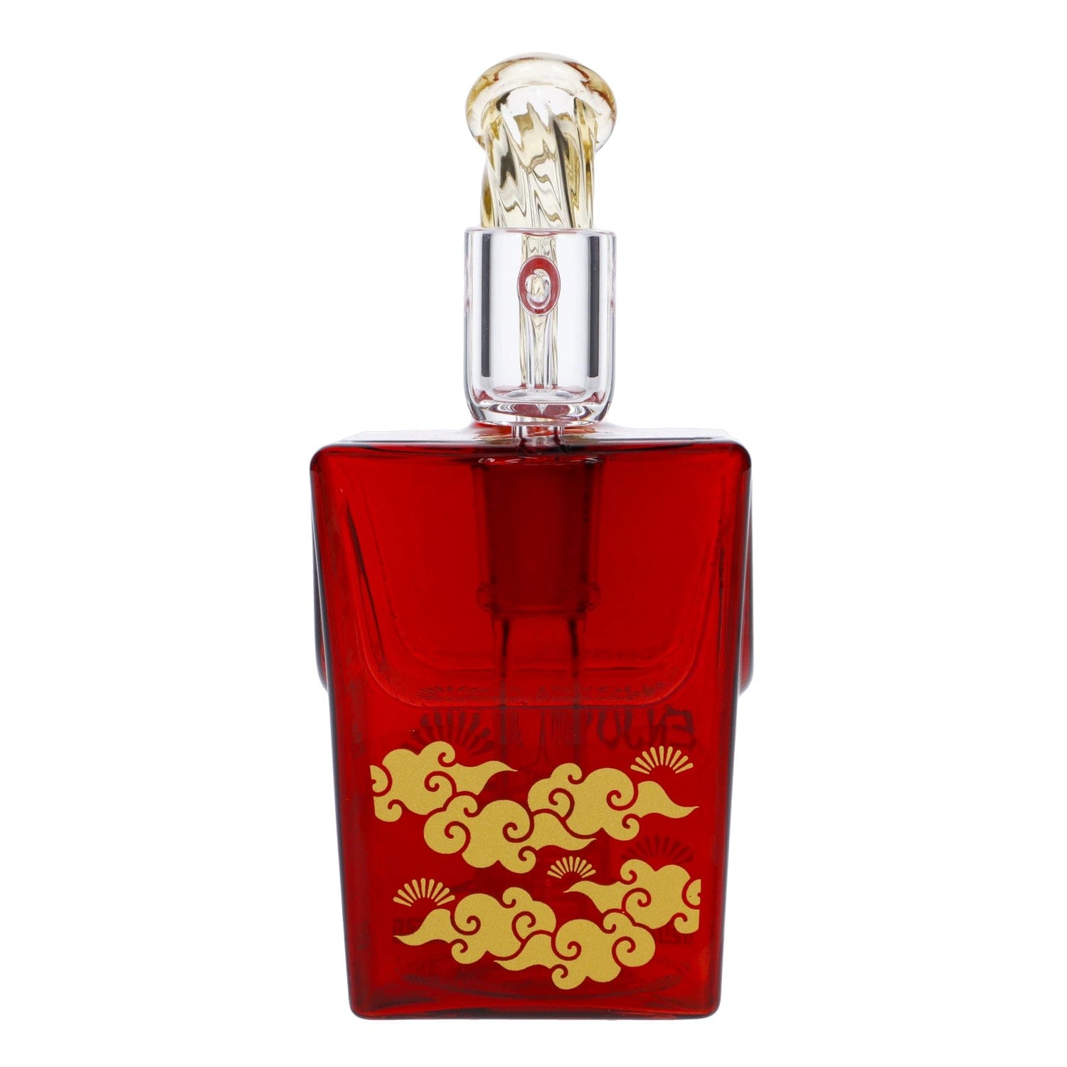 Front view of the “Takeout Toke” Smoking Box, a red, box-shaped container with a clear plastic window.