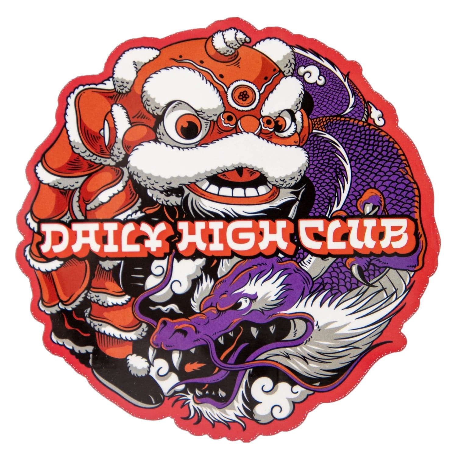 Front view of the “Takeout Toke” Smoking Box, featuring a colorful, cartoon-style dragon design on a dark background.