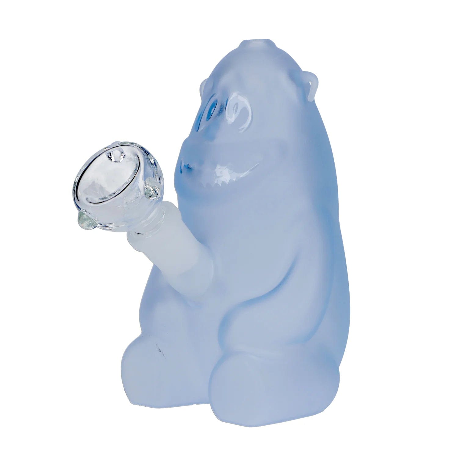 Front view of the “Winter Stonerland” Smoking Box, a small, light-blue ceramic box with a rounded shape.