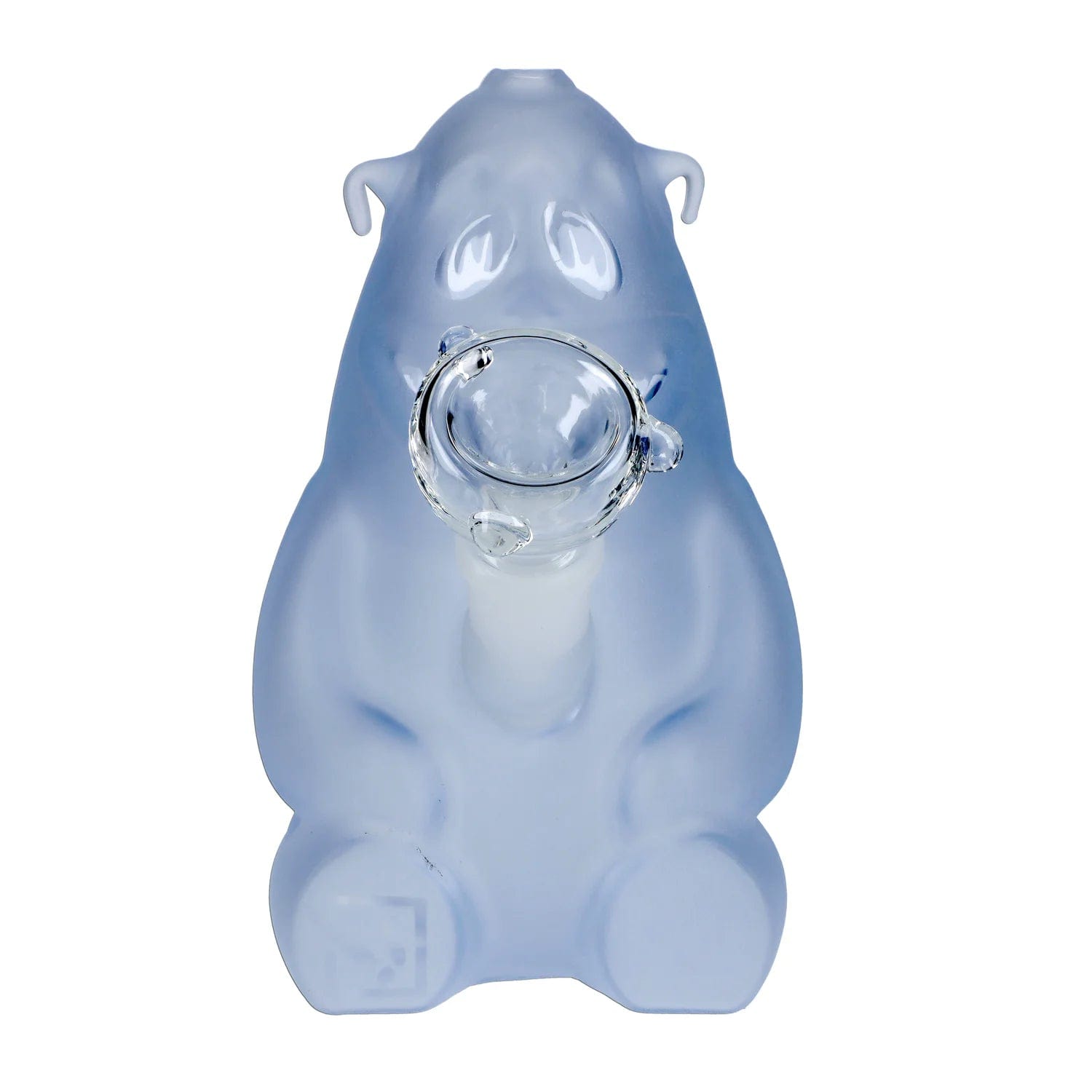 Front view of the “Winter Stonerland” Smoking Box, a clear, box-shaped piece with smooth edges and a minimalist design.