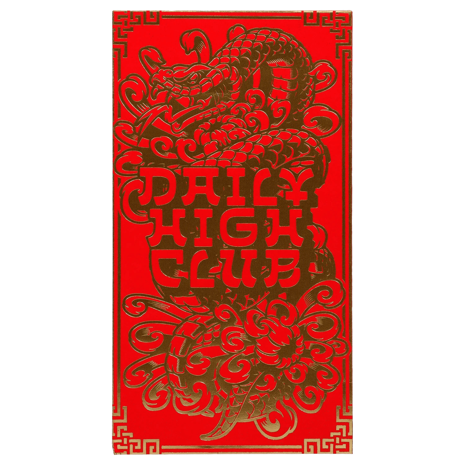 Front view of the “Year of the Snake” Smoking Box, showcasing a red, intricately decorated design.
