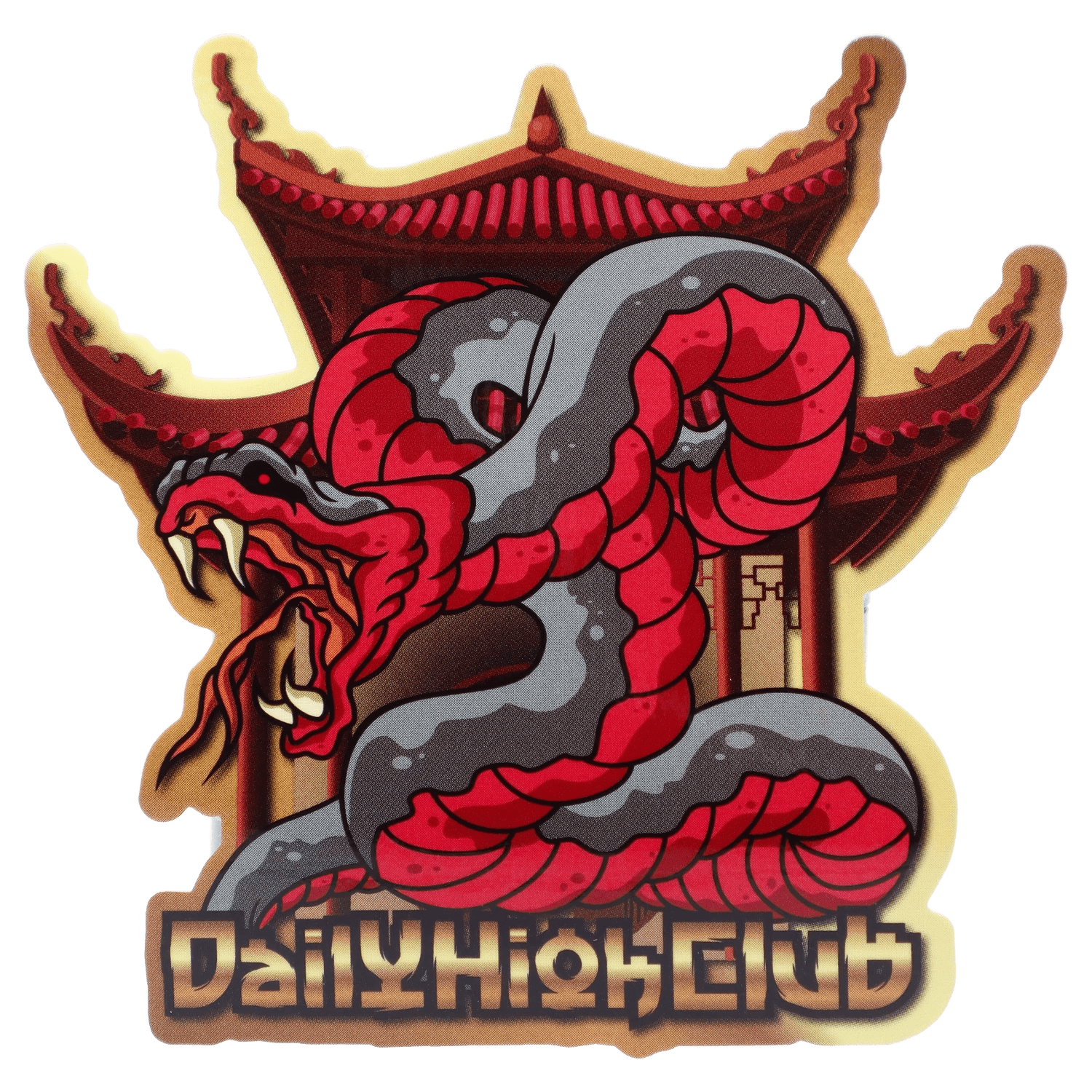Front view of the “Year of the Snake” Smoking Box, featuring a detailed, coiled snake design on a decorative background.