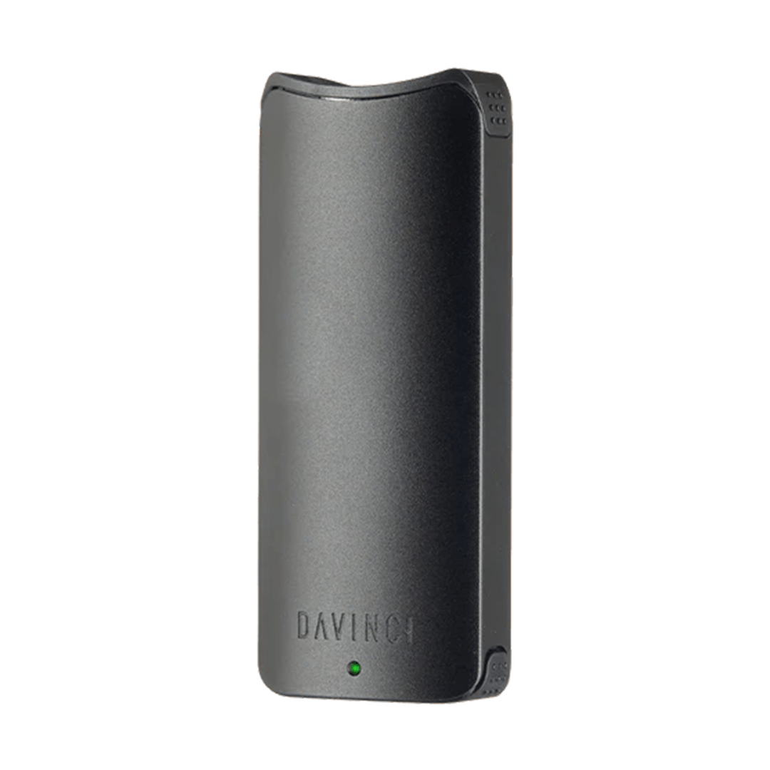 Front view of the Davinci ARTIQ, a sleek, black portable vaporizer with a minimalist design.