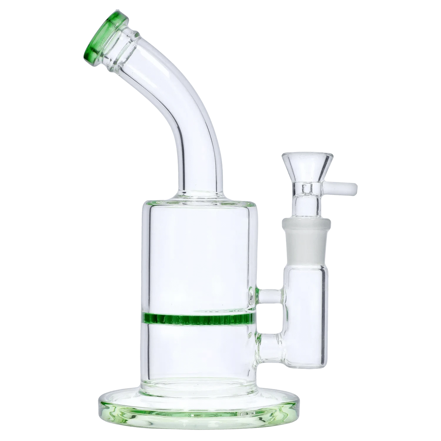 DHC Generic Water Pipe Green DHC Bent Neck w/ Honeycomb Perc Water Pipe - 9 in.